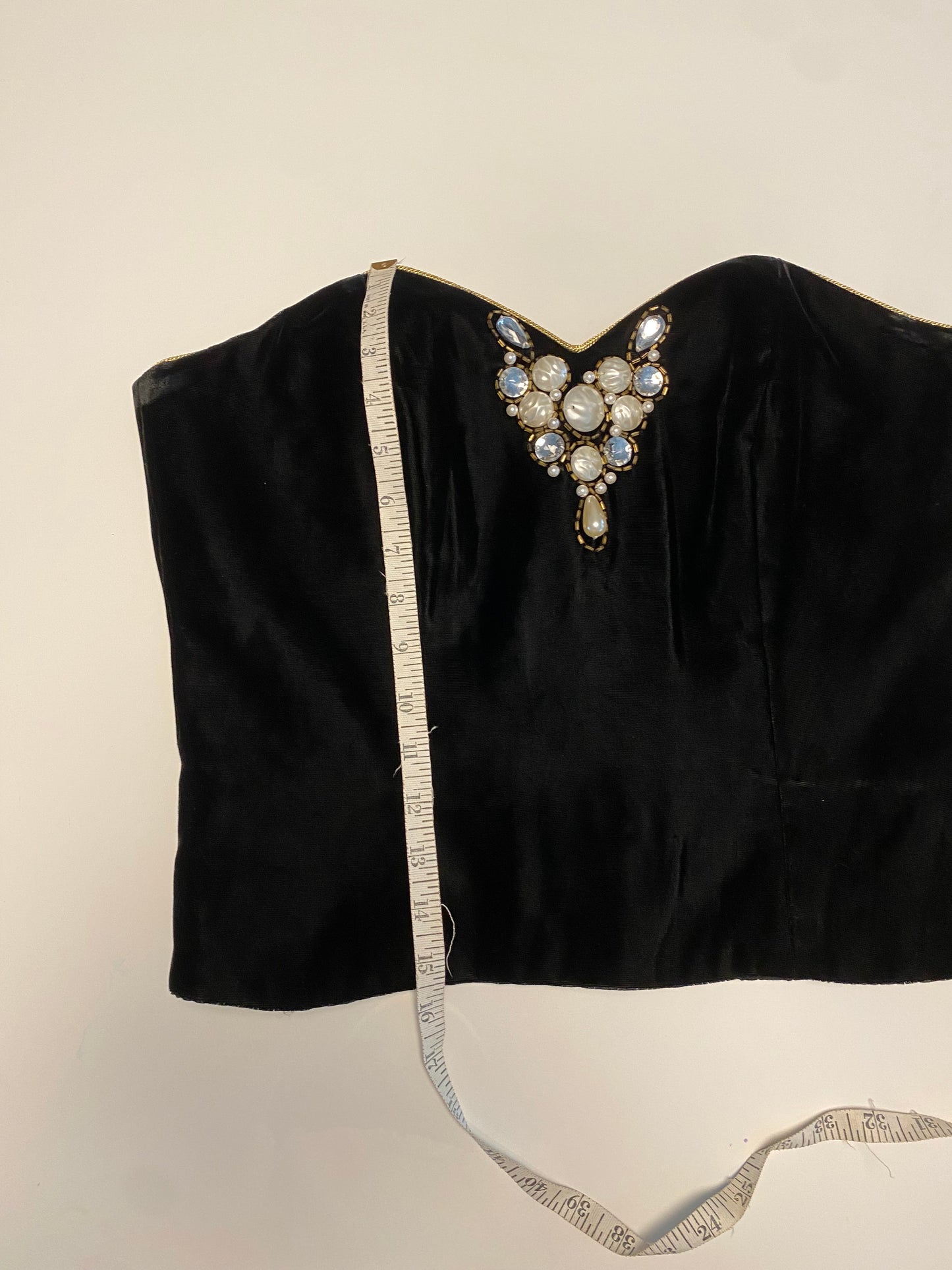 90s  PATRA Black Velvet Embellished Corset Bustier Large