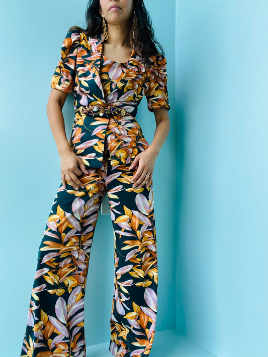 70s Union Made Bell Bottoms Big Collar 3 Piece Printed Ensemble