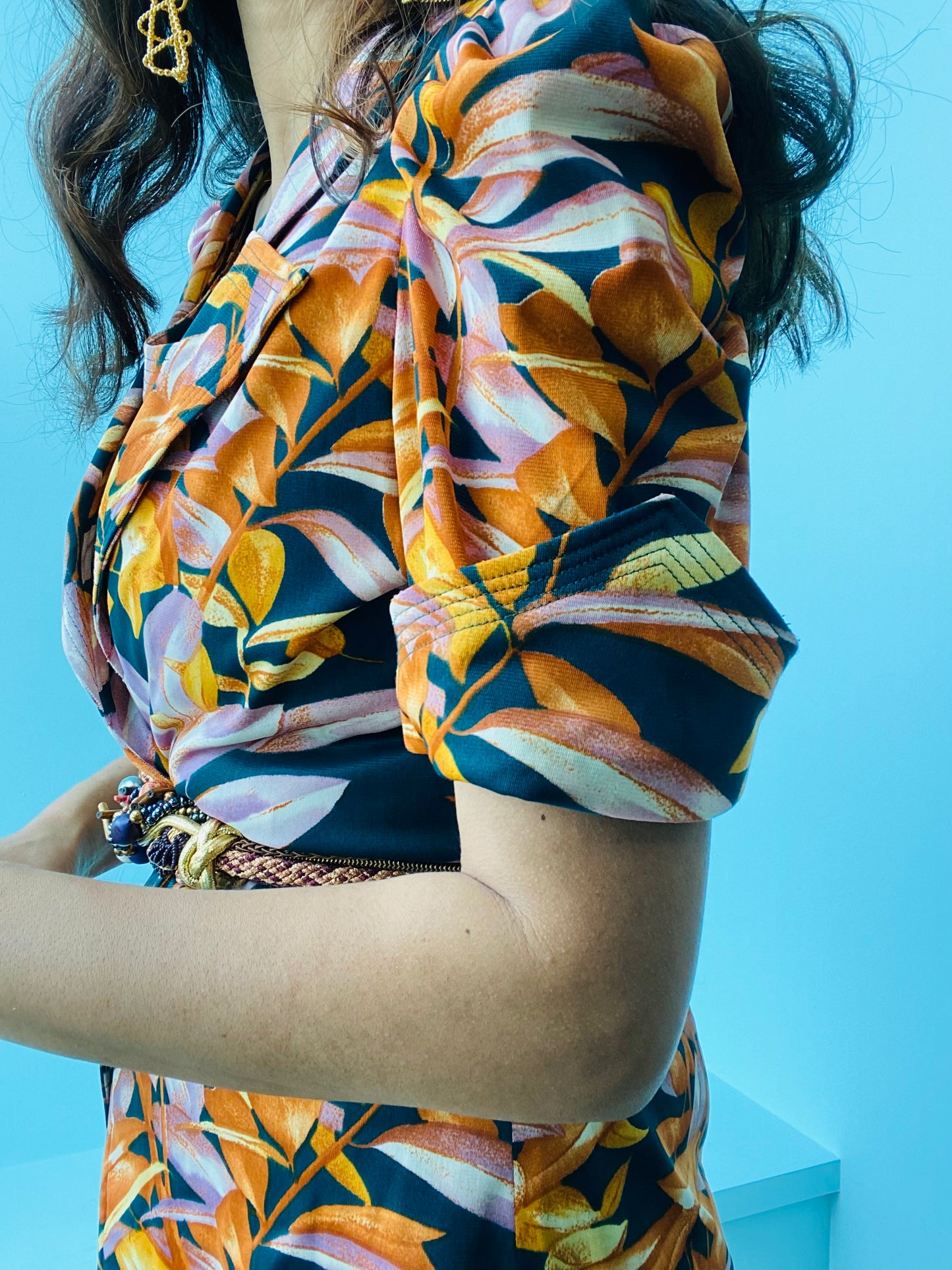 70s Union Made Bell Bottoms Big Collar 3 Piece Printed Ensemble