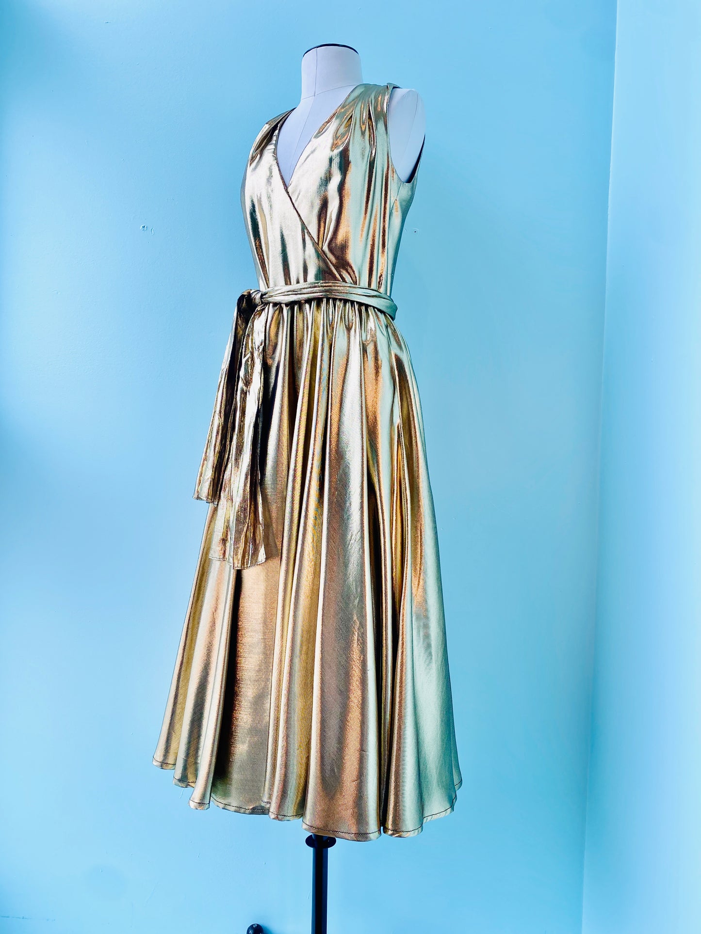 80s Gold Lame Party Dress