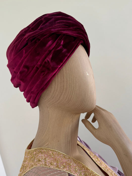 1960s Christian Dior Chapeaux Velvelt Pleated Turban Hat