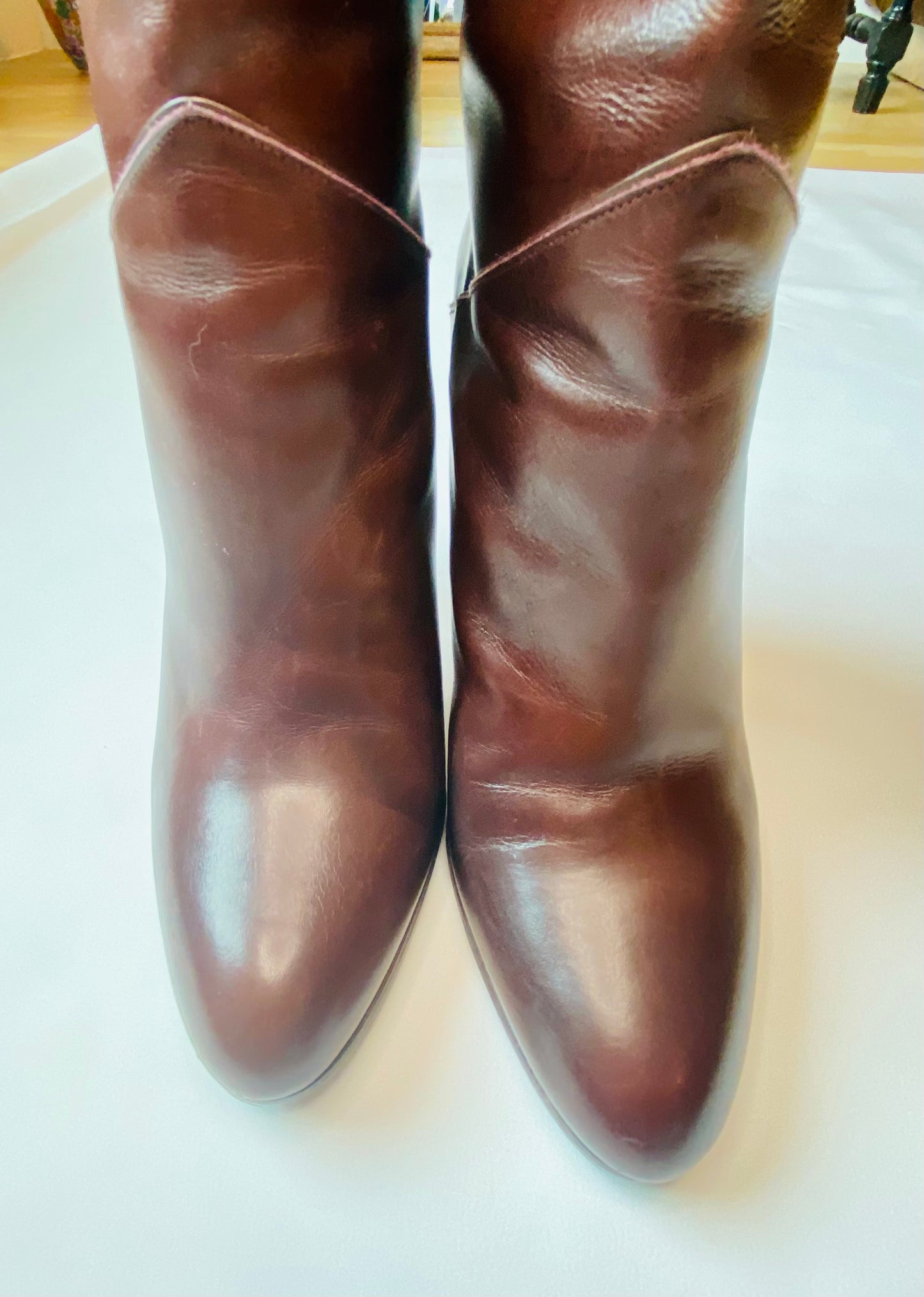 Vintage Tall Italian Burgundy Leather Boots