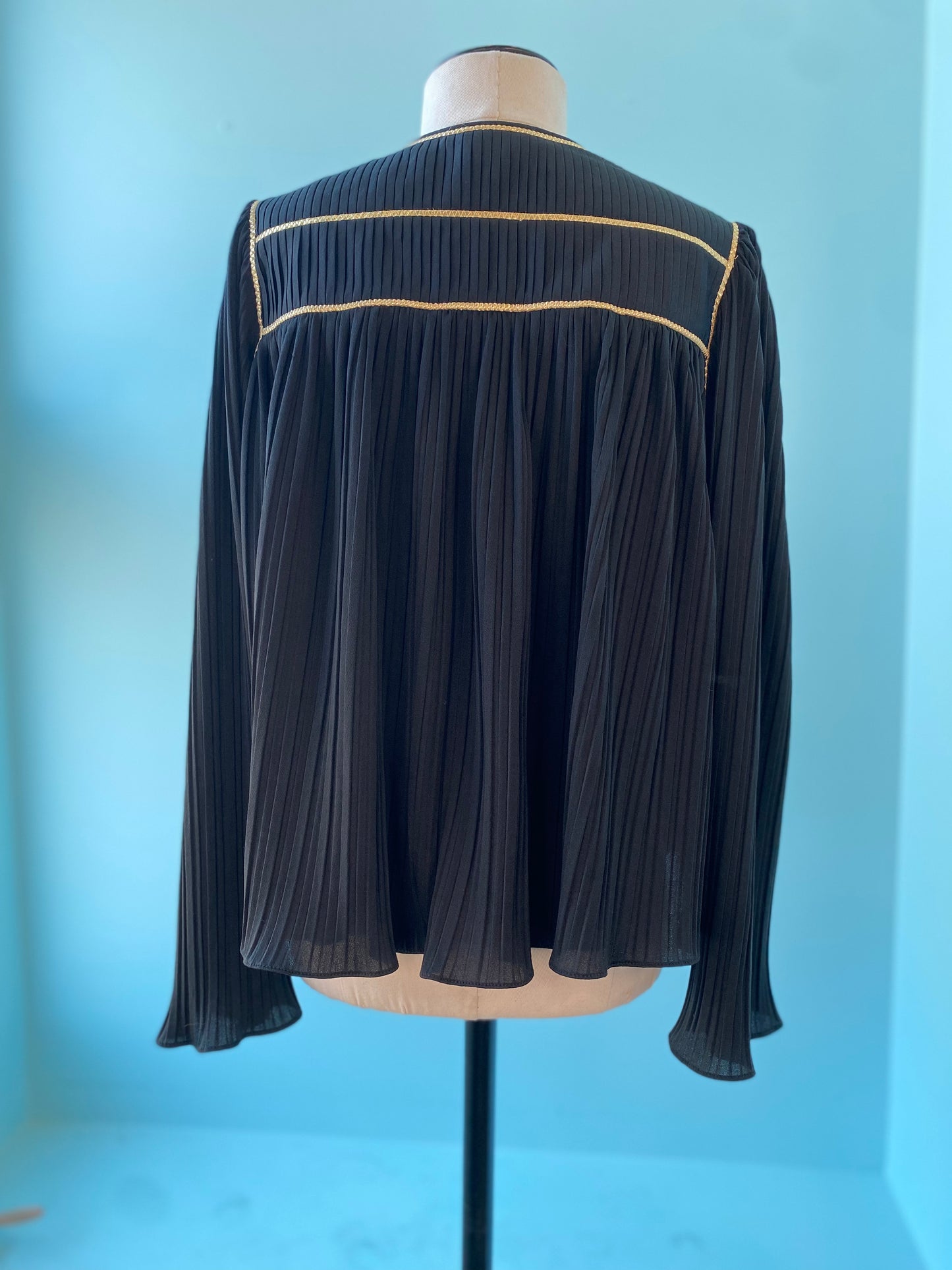 70s Disco Bill Tice Black and Gold Pleated Bolero Jacket