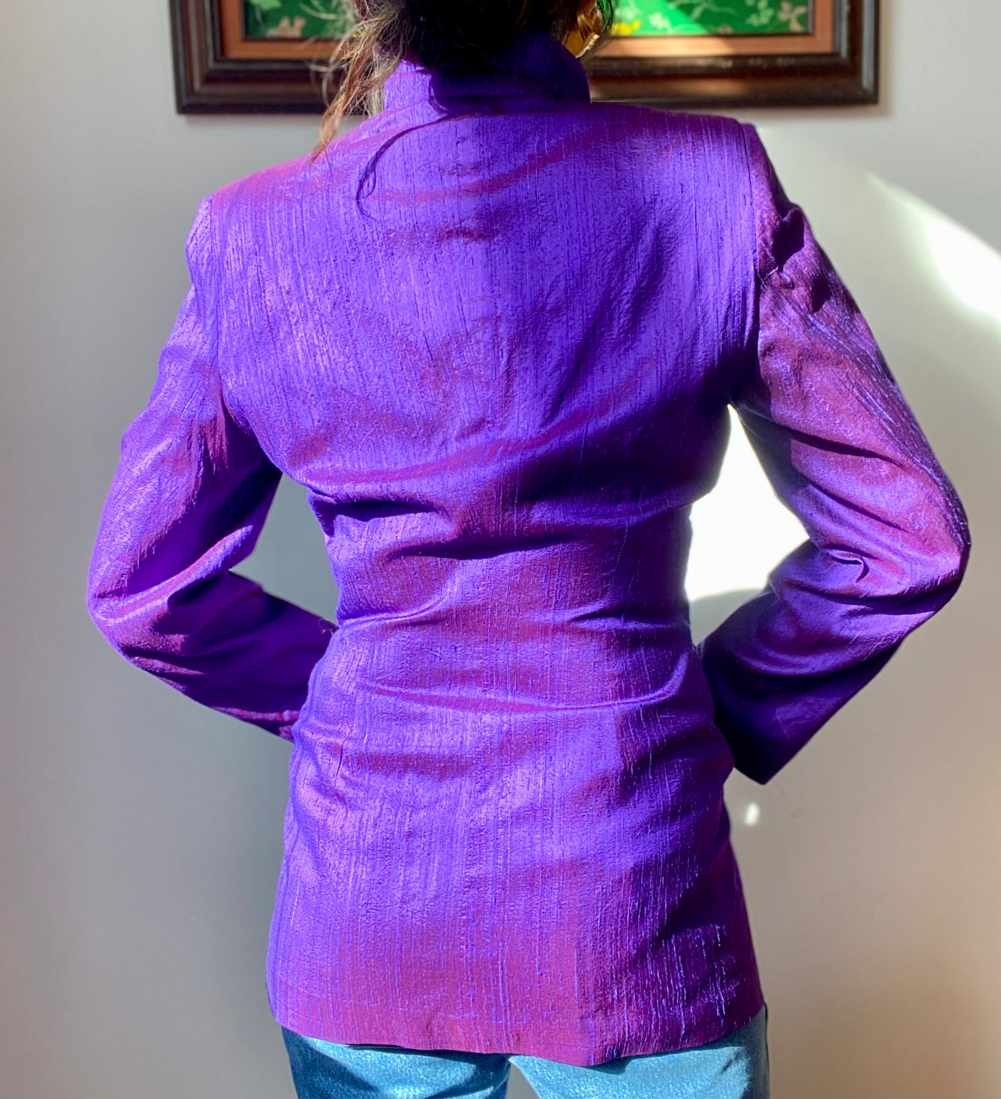 80s Todd Oldham Silk Oversized Collar Long Blazer