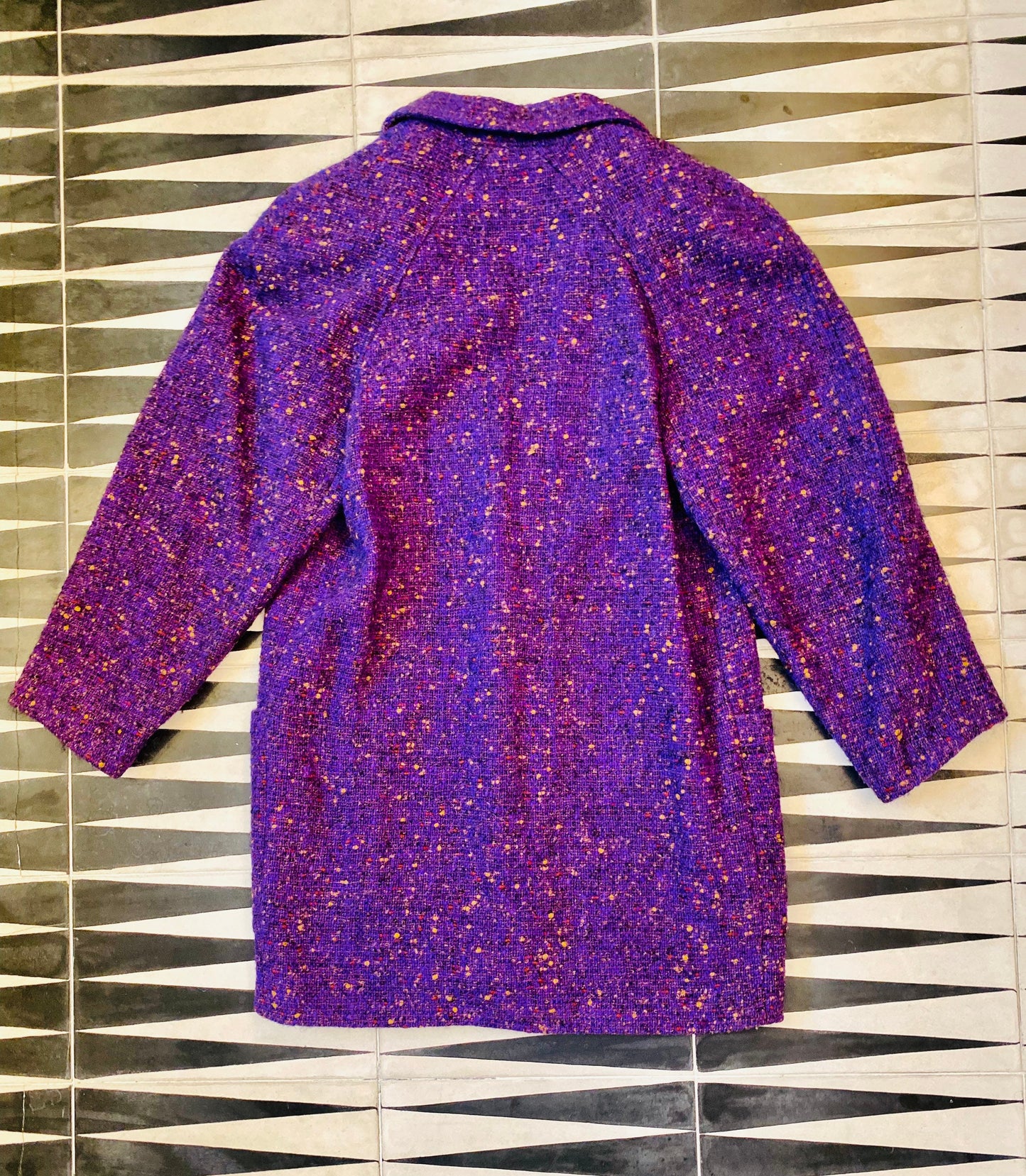 80s Oversized Kenzo Wool Boucle Rounded Power Shoulder Coat