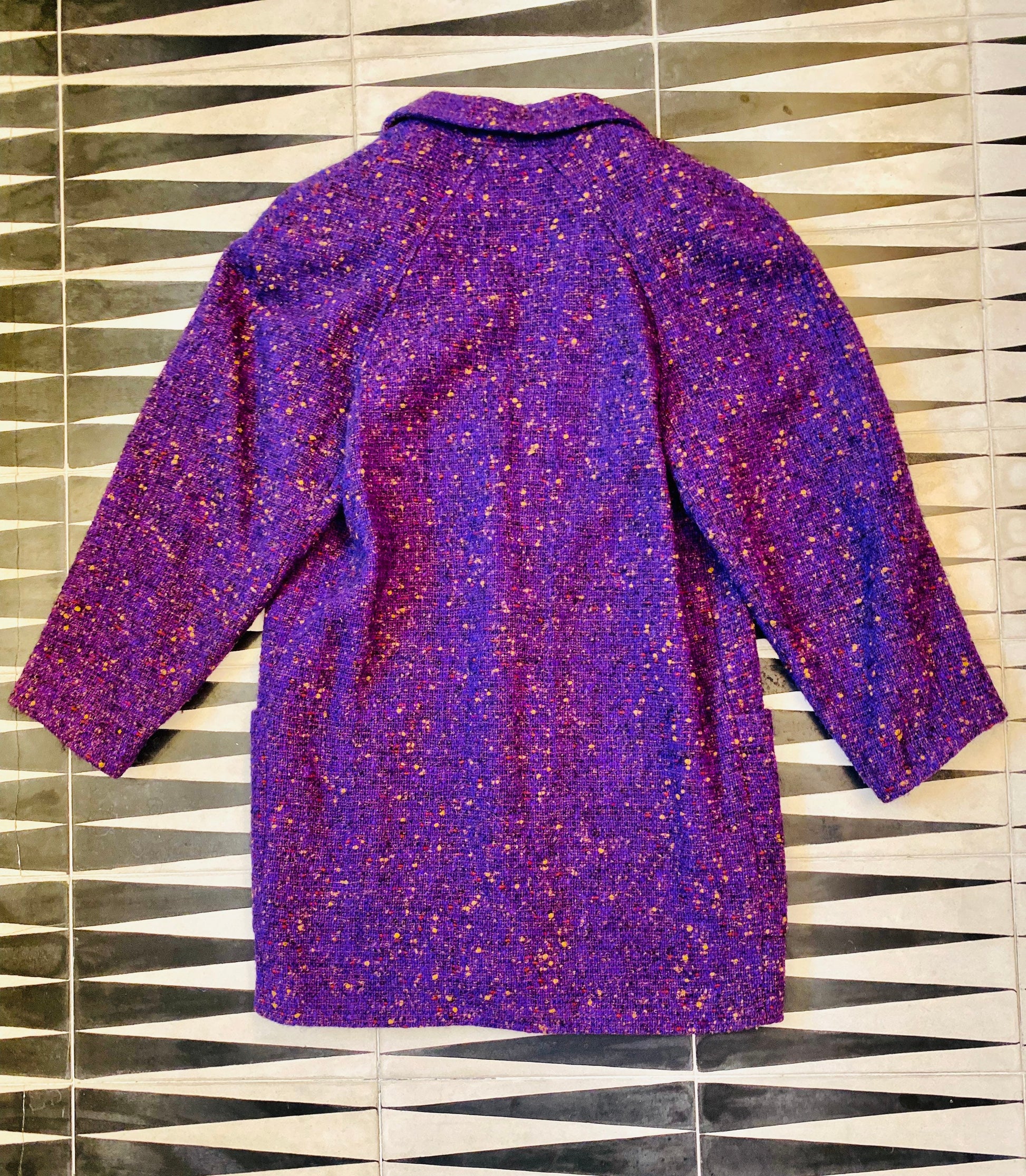 80s Oversized Kenzo Wool Boucle Rounded Power Shoulder Coat