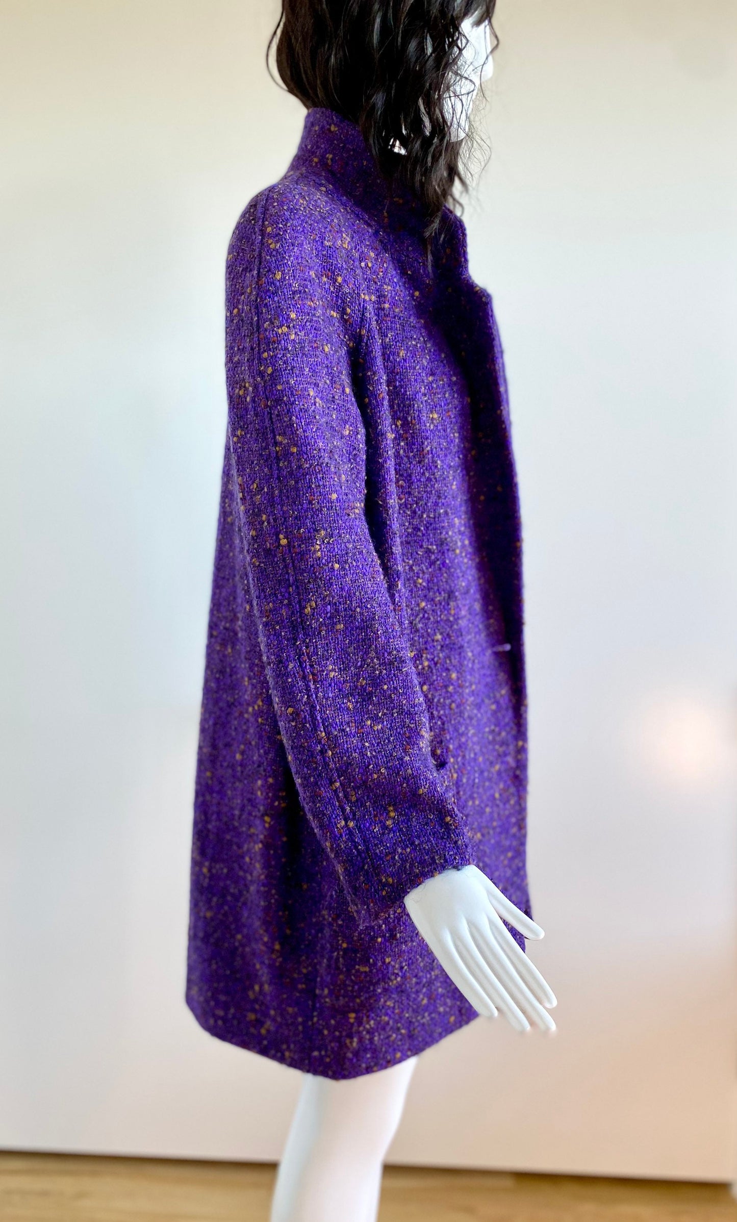 80s Oversized Kenzo Wool Boucle Rounded Power Shoulder Coat