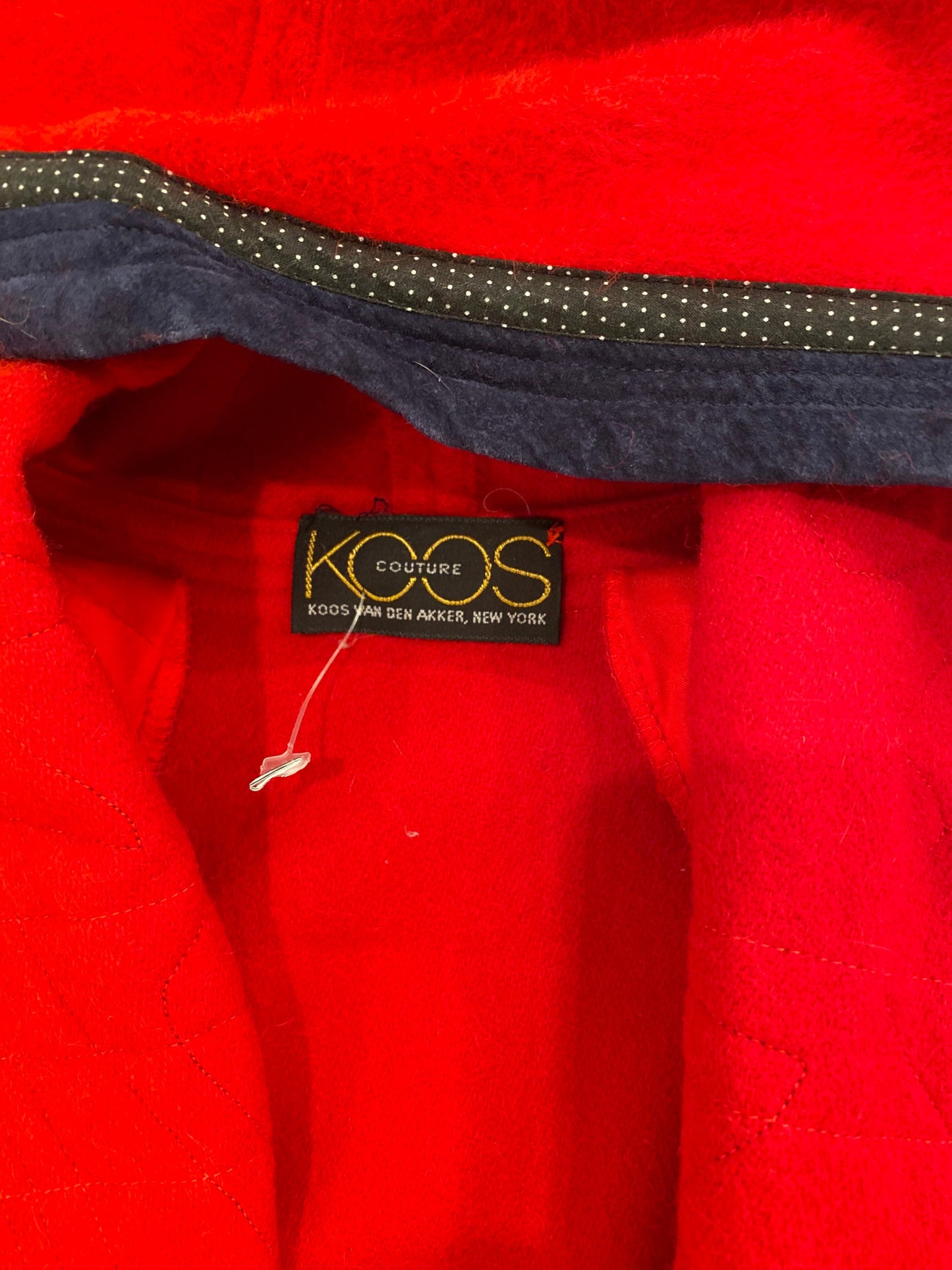 Red Wool Alpaca Koos Van Den Akker Hooded Patchwork Coat Horn Toggle