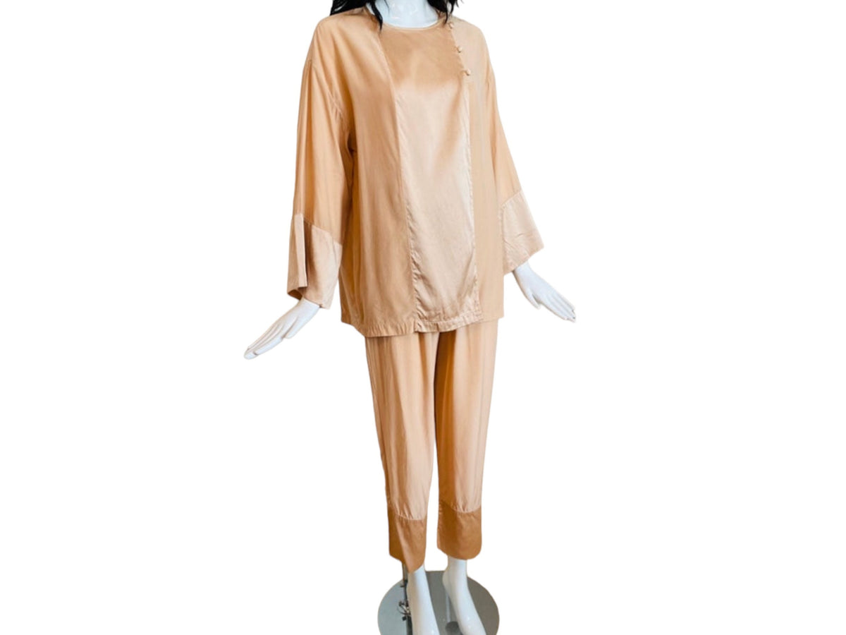 Valentino Silk Pale Pink Pajamas Pant Set Couture Loungewear Rare Ensemble