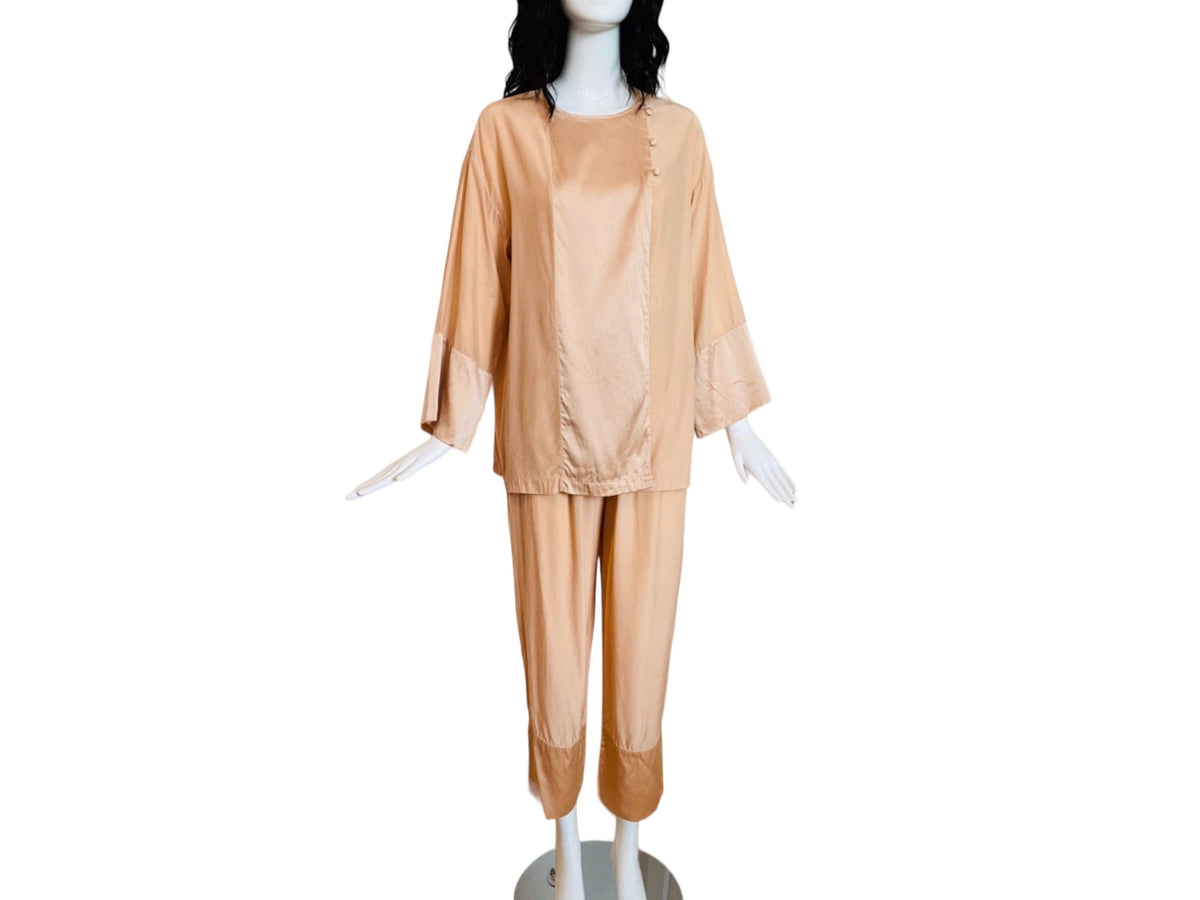 Valentino Silk Pale Pink Pajamas Pant Set Couture Loungewear Rare Ensemble