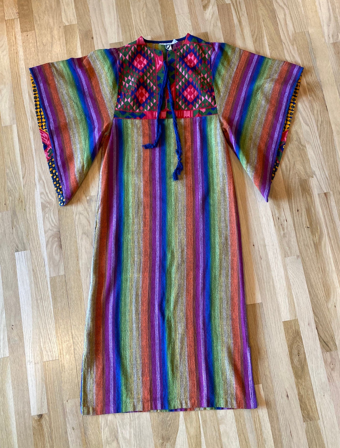 60s Rikma Rainbow Angel Sleeves Cotton Caftan