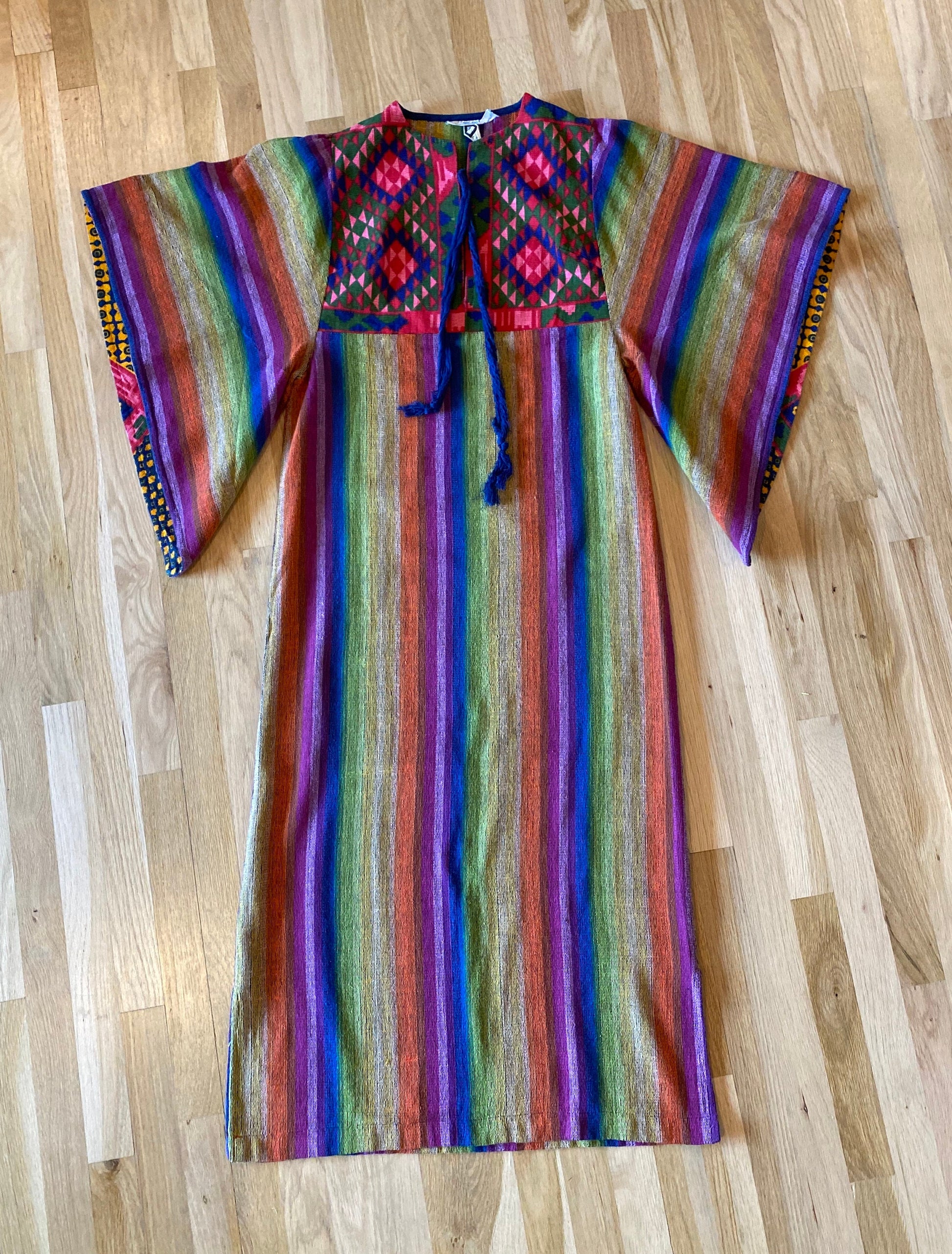 60s Rikma Rainbow Angel Sleeves Cotton Caftan