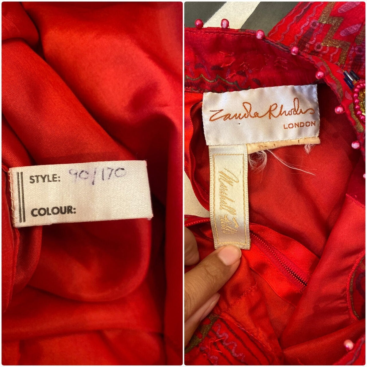 Vintage 80s Red Vibrant Zandra Rhodes Silk Tulle Party Dress Vintage Couture