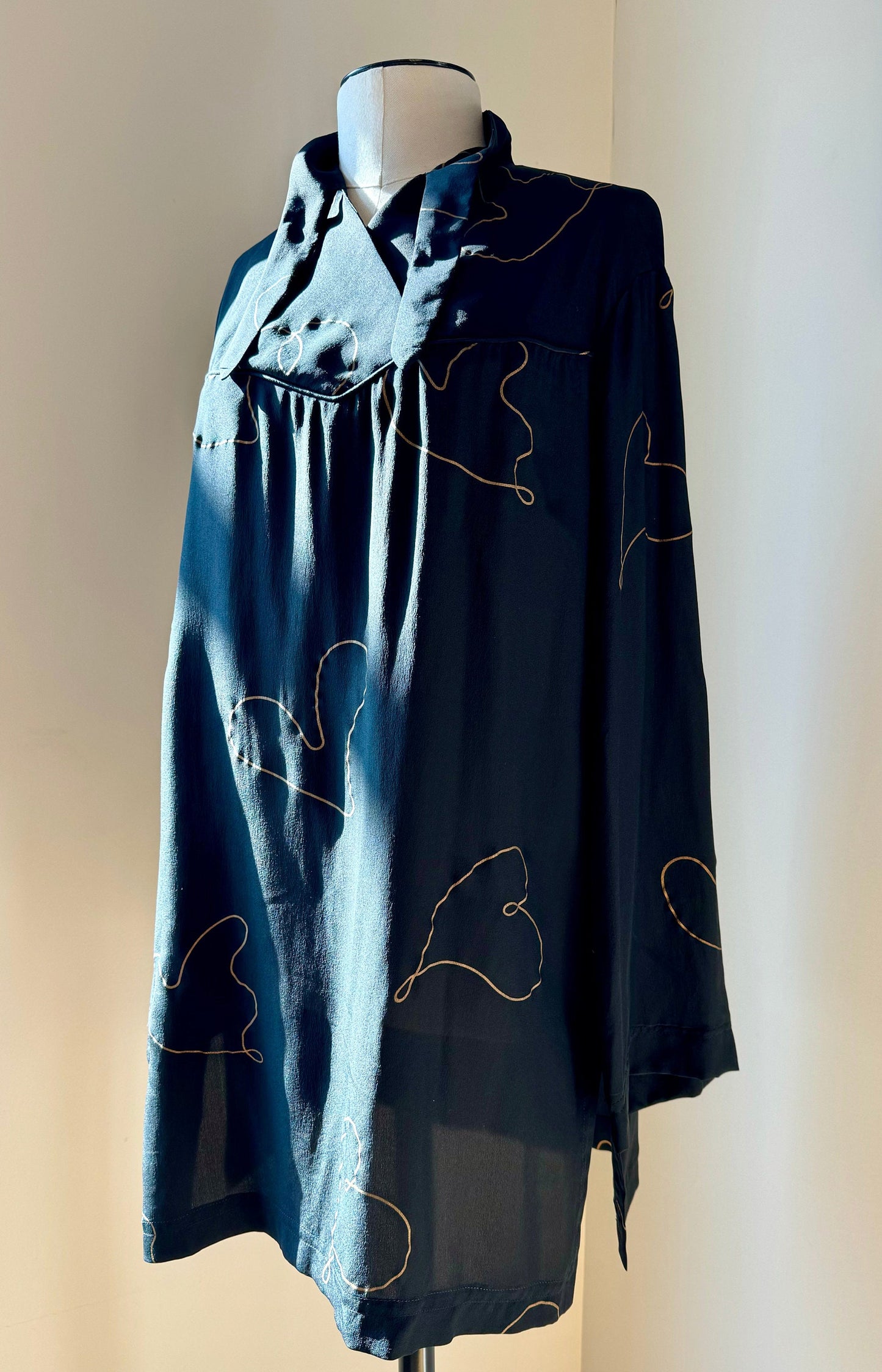 Vintage Michaele Vollbracht Heart Painted Silk Tunic