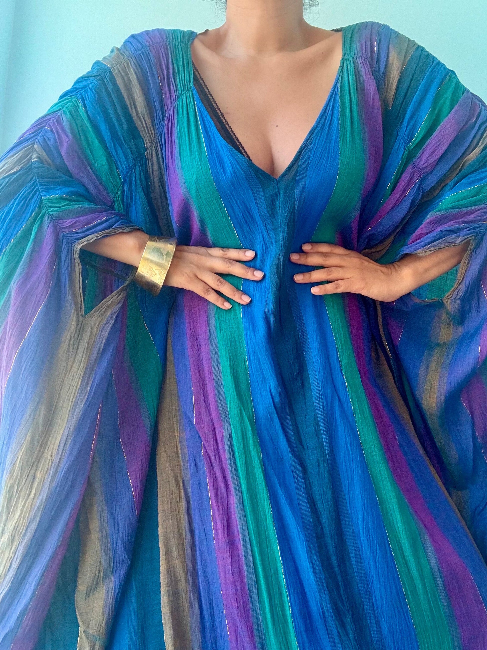 RARE Stunning Sultana Adini Cotton Gauze Metallic Goddess Collectors Caftan