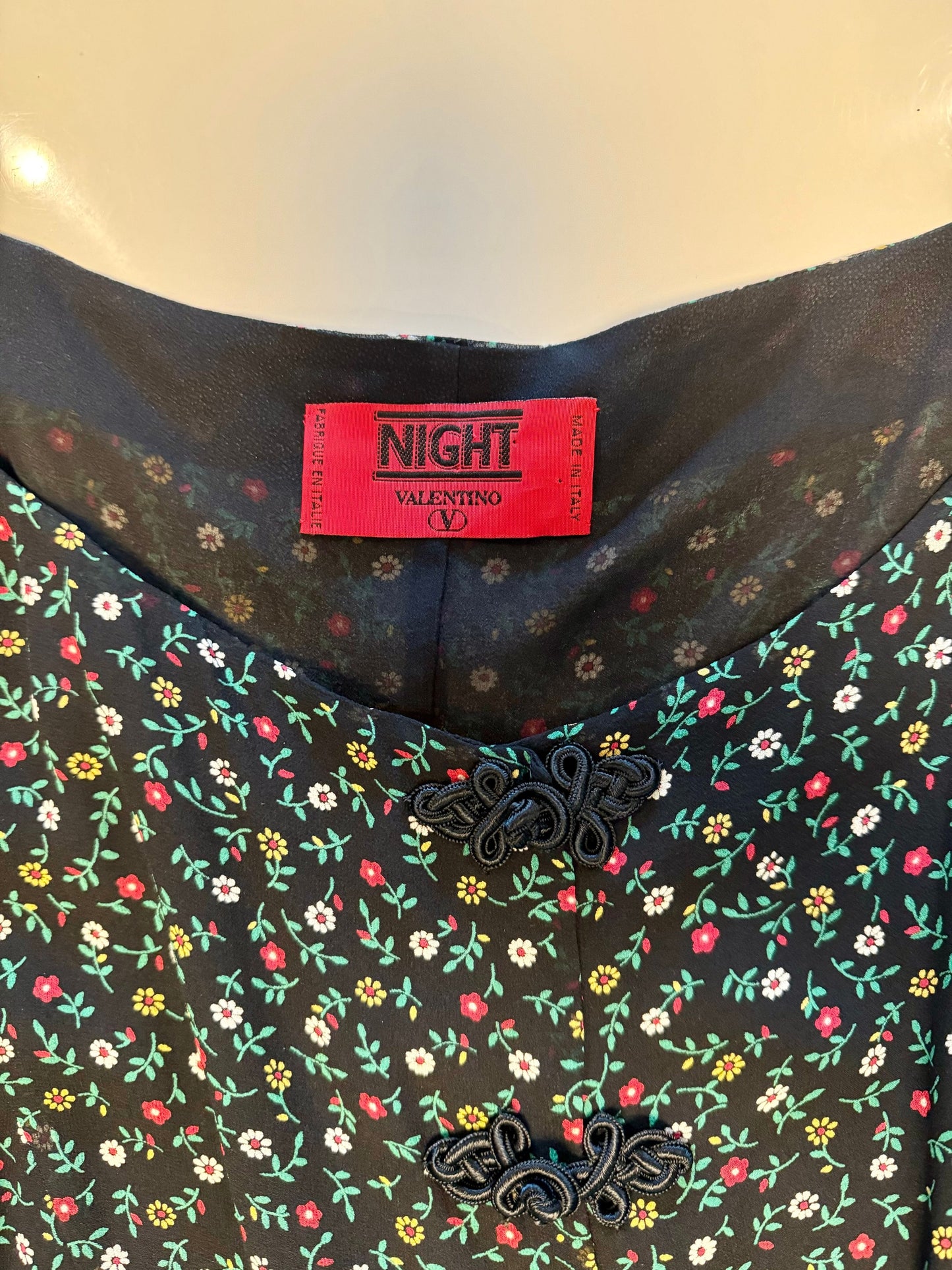 90s Valentino Night Floral Silk Chiffon Grunge Era Mini Dress