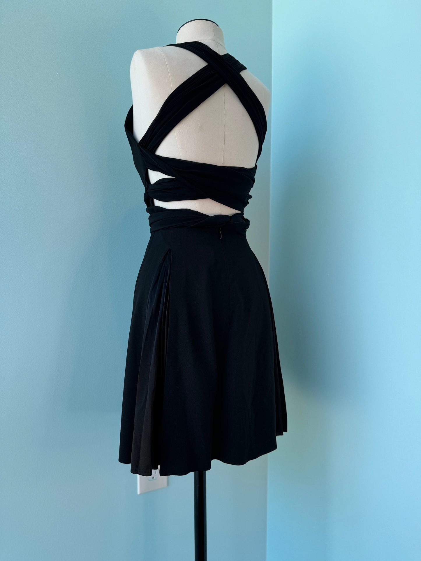 90s Emanuel Ungaro Sexy Black Halter Mini Dress