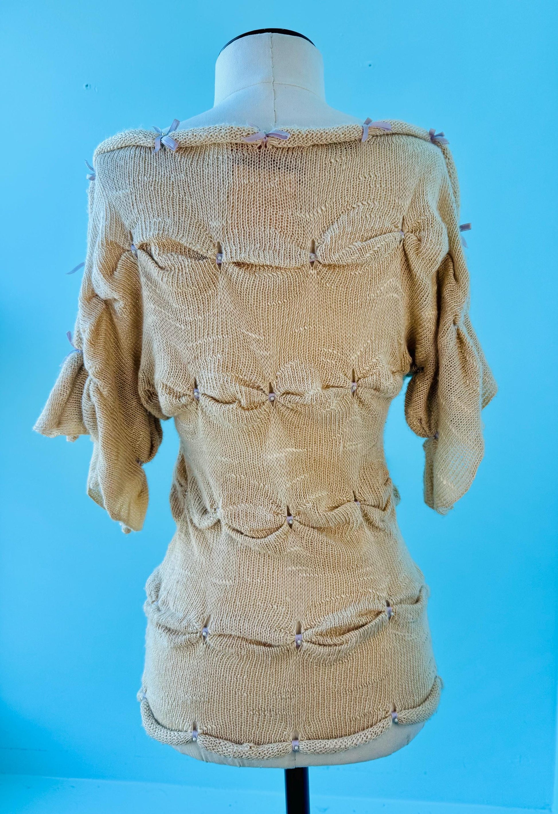 Vintage Zandra Rhodes Rare Silk Hand Crochet Sweater Top