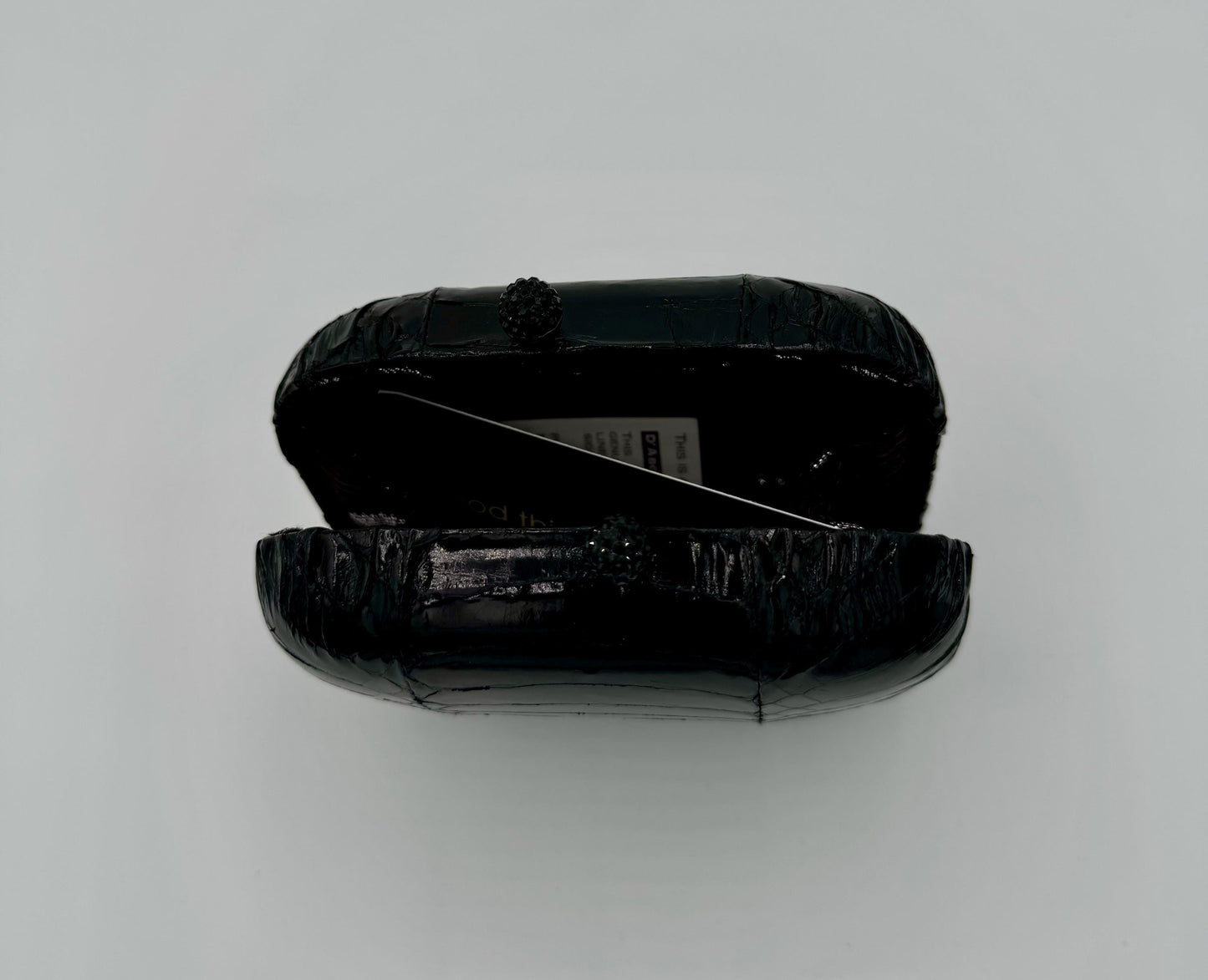 Y2K Black Glazed Snake Minaudiere Mini Clutch