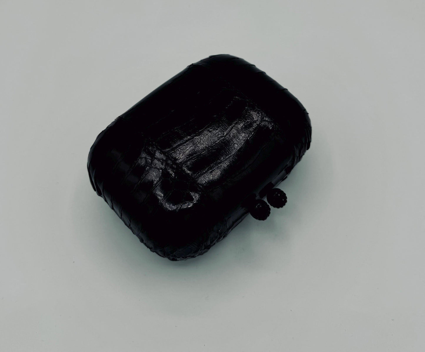 Y2K Black Glazed Snake Minaudiere Mini Clutch