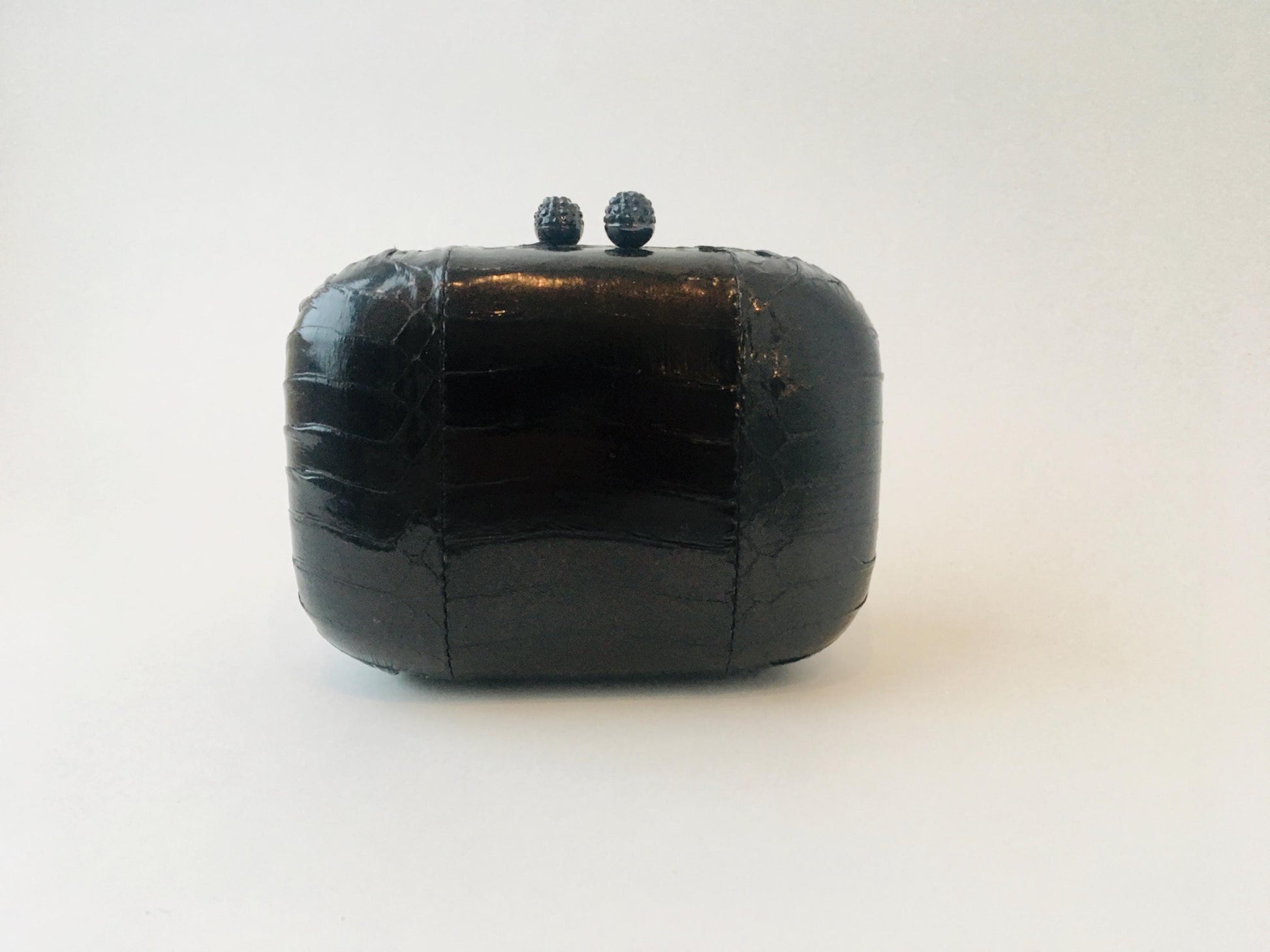 Y2K Black Glazed Snake Minaudiere Mini Clutch
