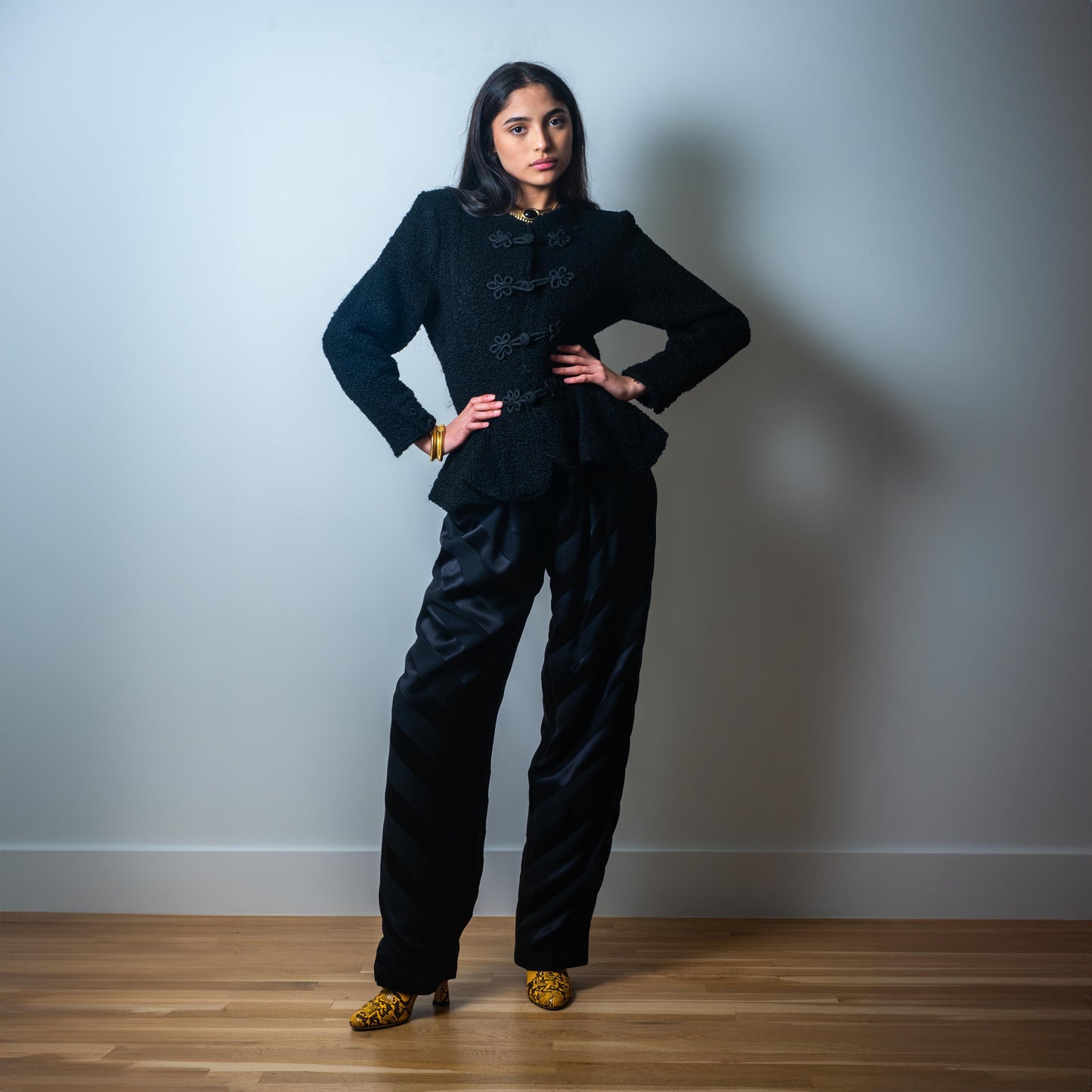 90s Silk Valentino Silk Patchwork High Waisted Trousers