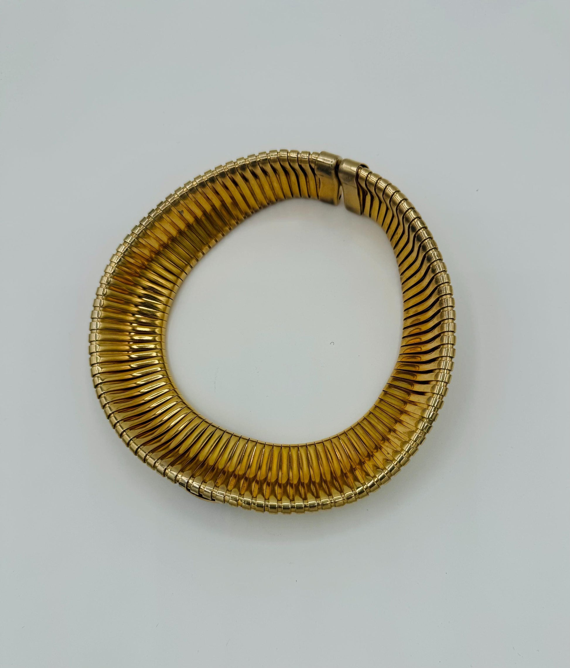 Vintage Gold Plated Snake Cabochon Collar