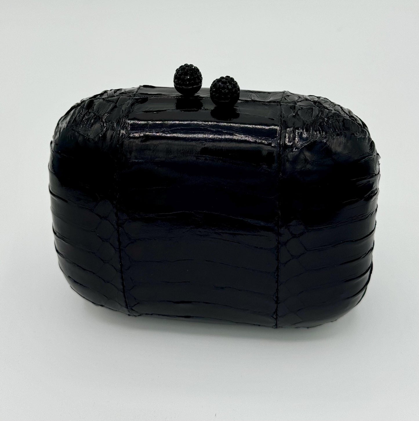 Y2K Black Glazed Snake Minaudiere Mini Clutch