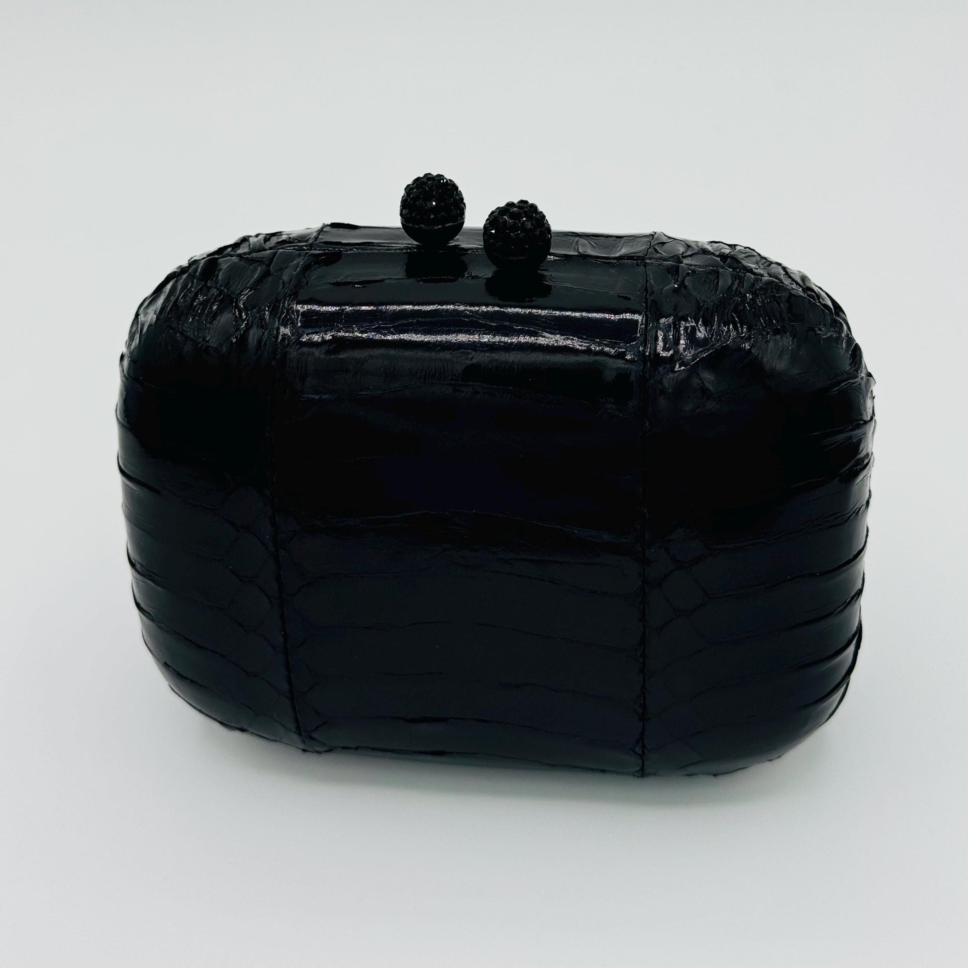 Y2K Black Glazed Snake Minaudiere Mini Clutch