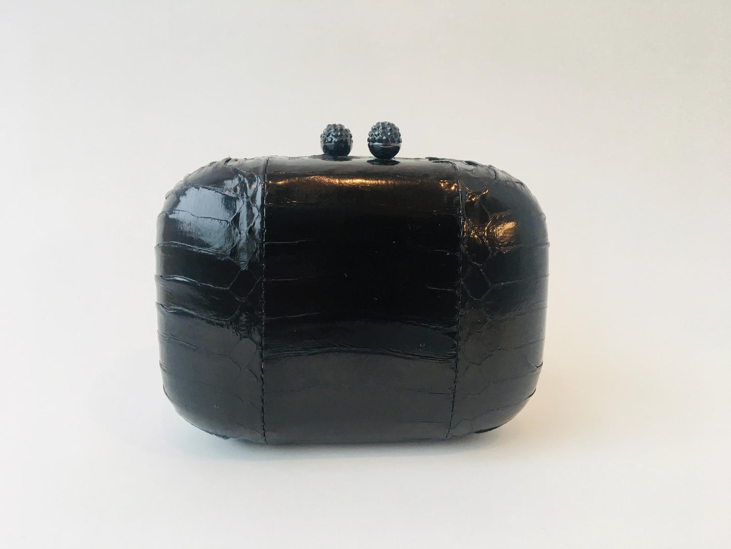 Y2K Black Glazed Snake Minaudiere Mini Clutch