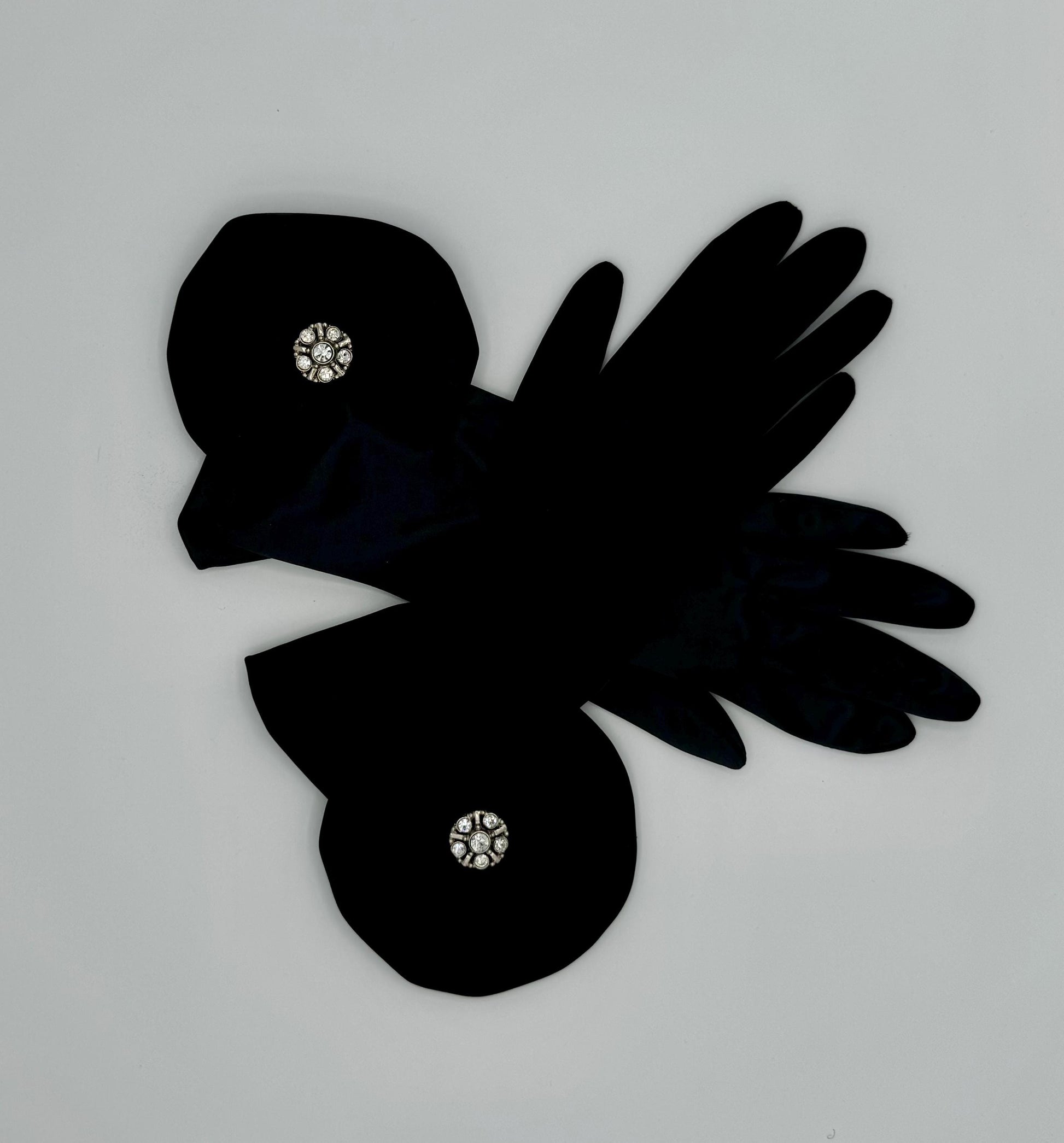 Vintage OOAK Black Satin Statement Formal Gloves