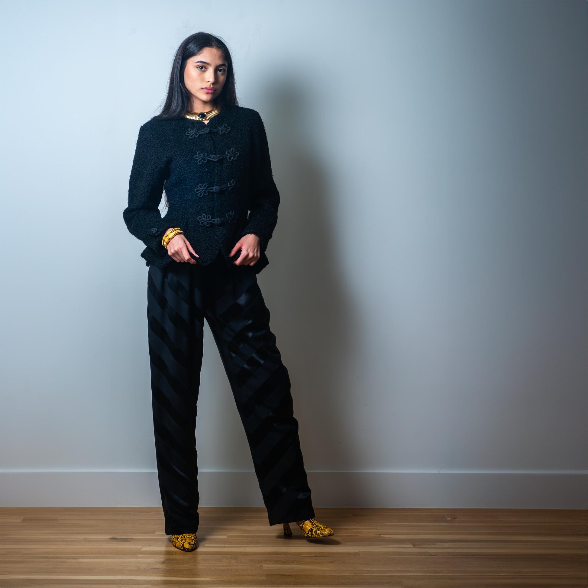 90s Silk Valentino Silk Patchwork High Waisted Trousers