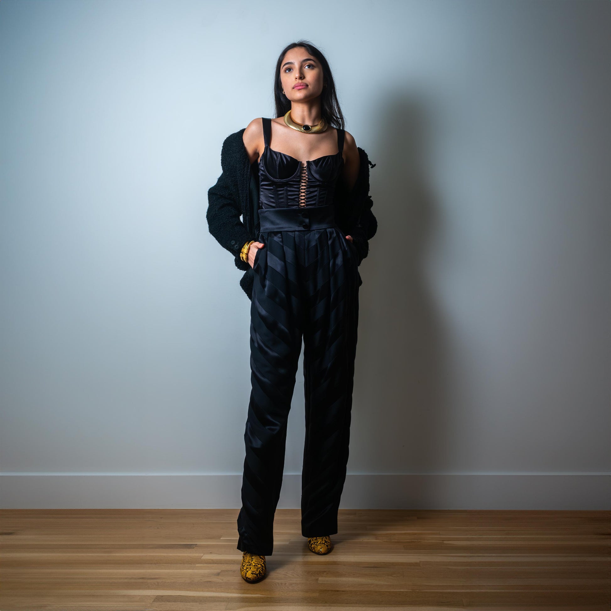 90s Silk Valentino Silk Patchwork High Waisted Trousers