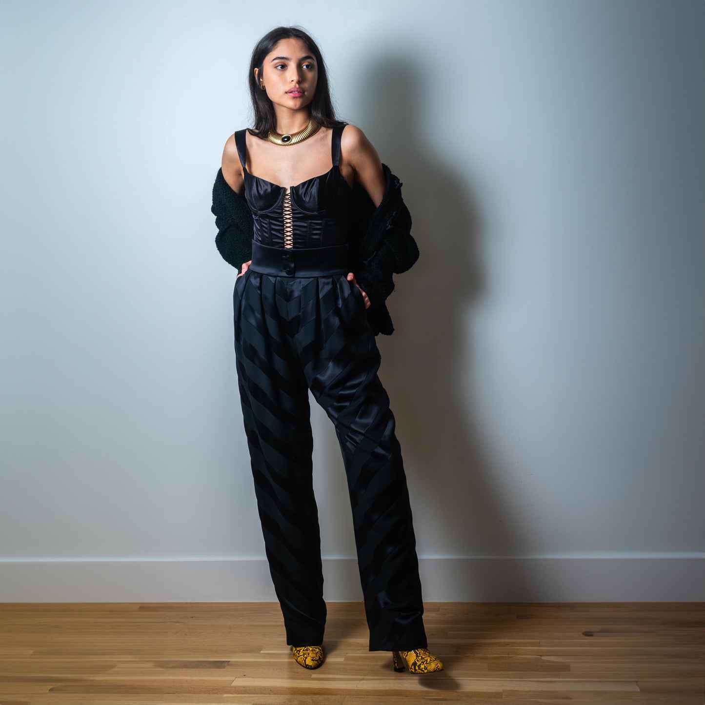 90s Silk Valentino Silk Patchwork High Waisted Trousers