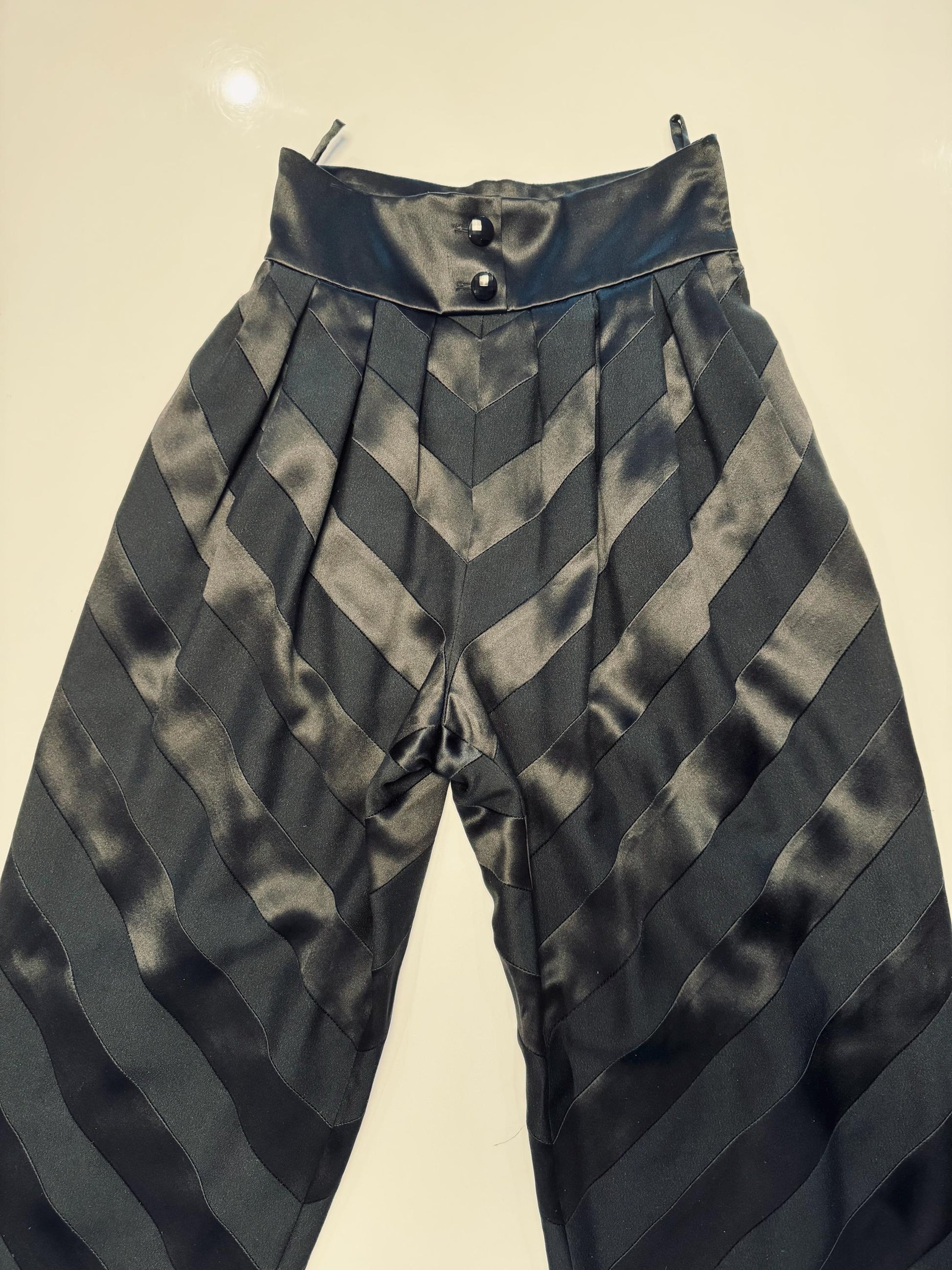 90s Silk Valentino Silk Patchwork High Waisted Trousers