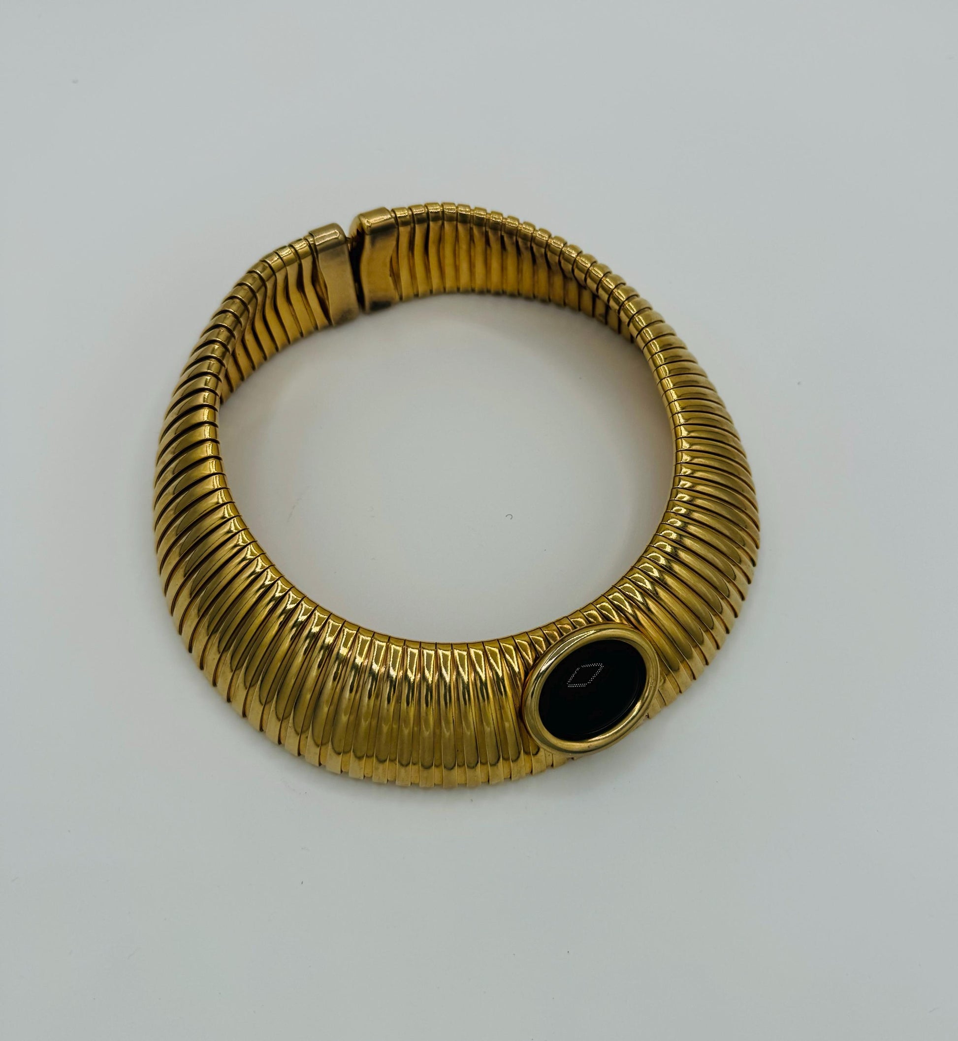 Vintage Gold Plated Snake Cabochon Collar