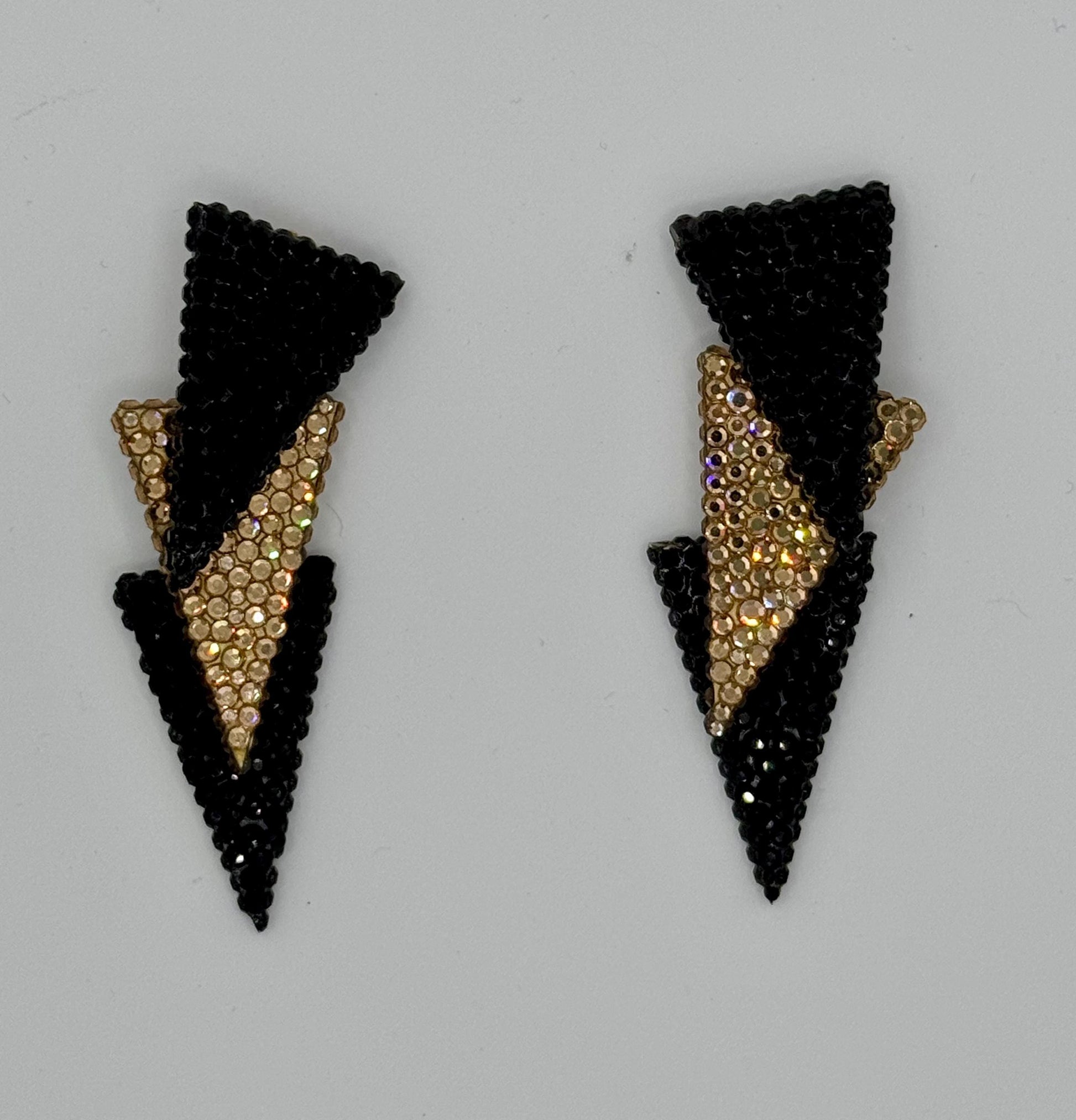 Vintage Disco Richard KERR 4" Embellished Clip On Statement Earrings Collectors