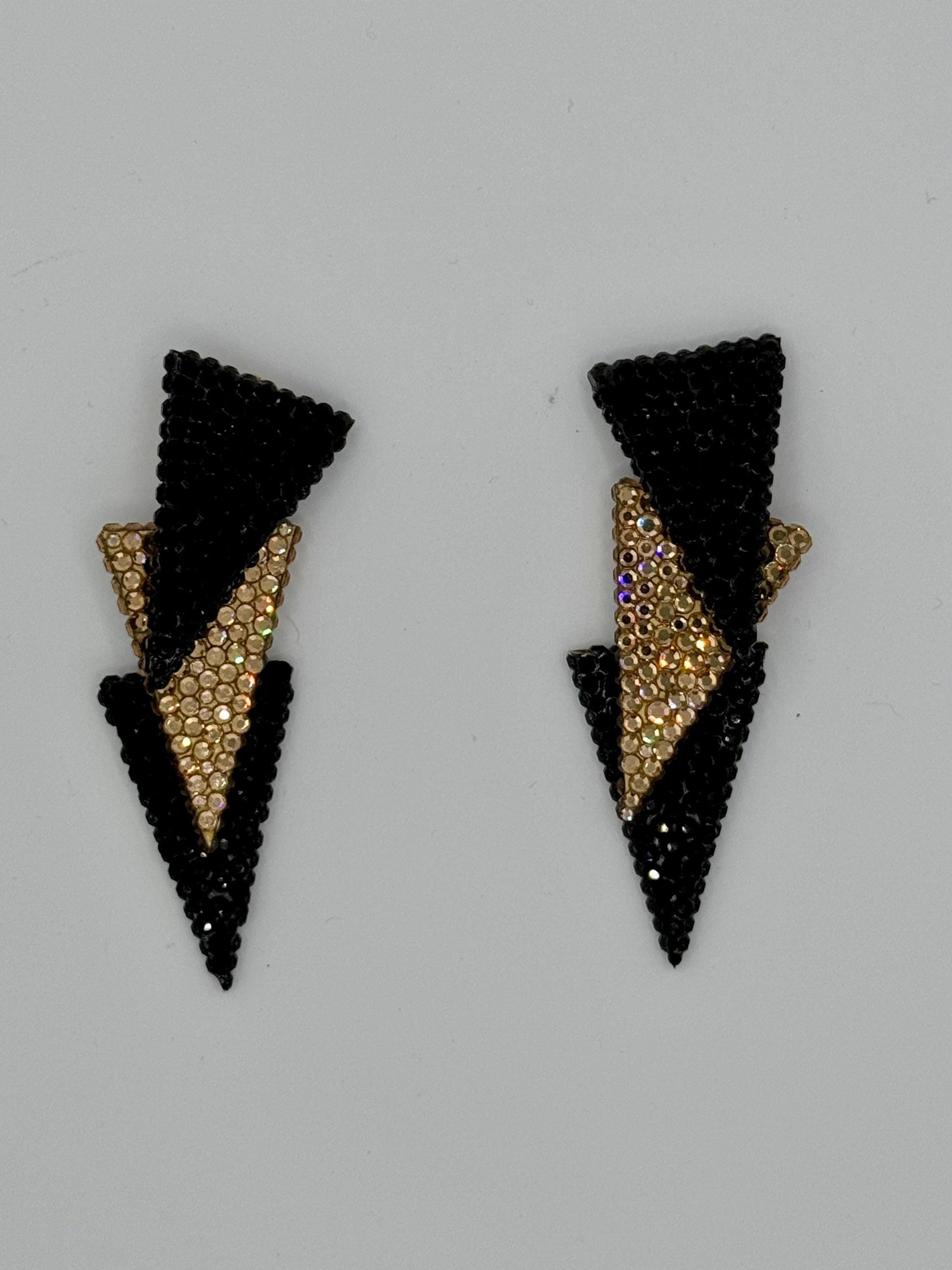 Vintage Disco Richard KERR 4" Embellished Clip On Statement Earrings Collectors