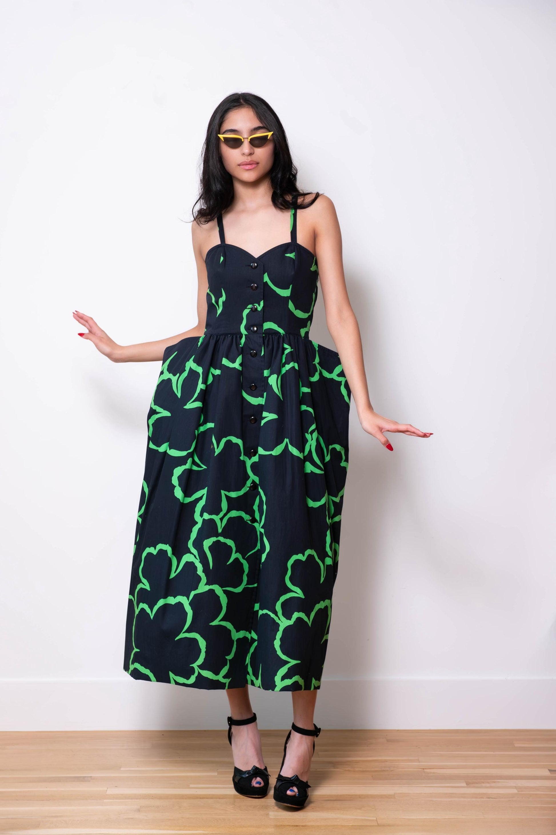 Vintage Guy LAROCHE Novelty Cotton Sculptural Boned Dress