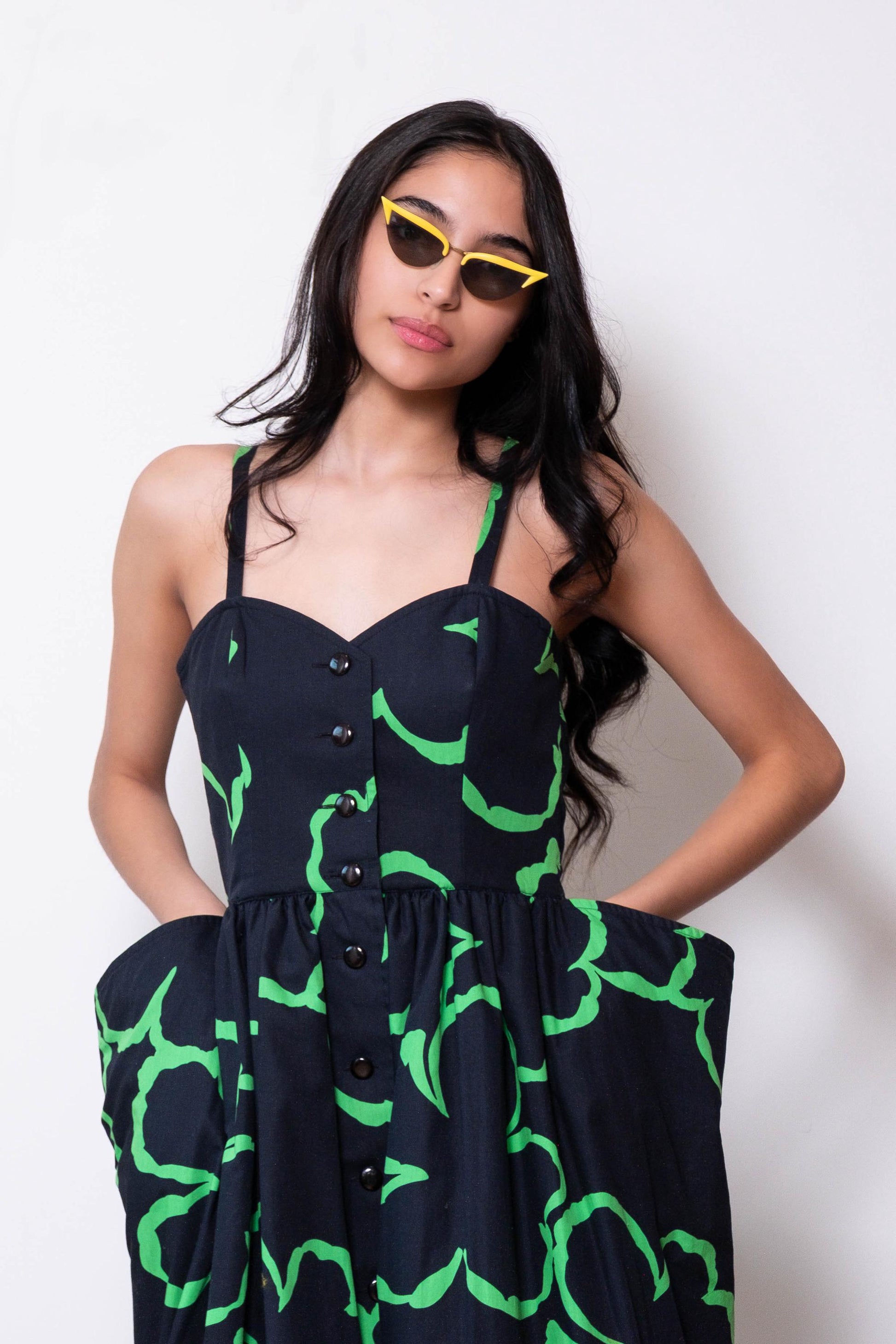 Vintage Guy LAROCHE Novelty Cotton Sculptural Boned Dress