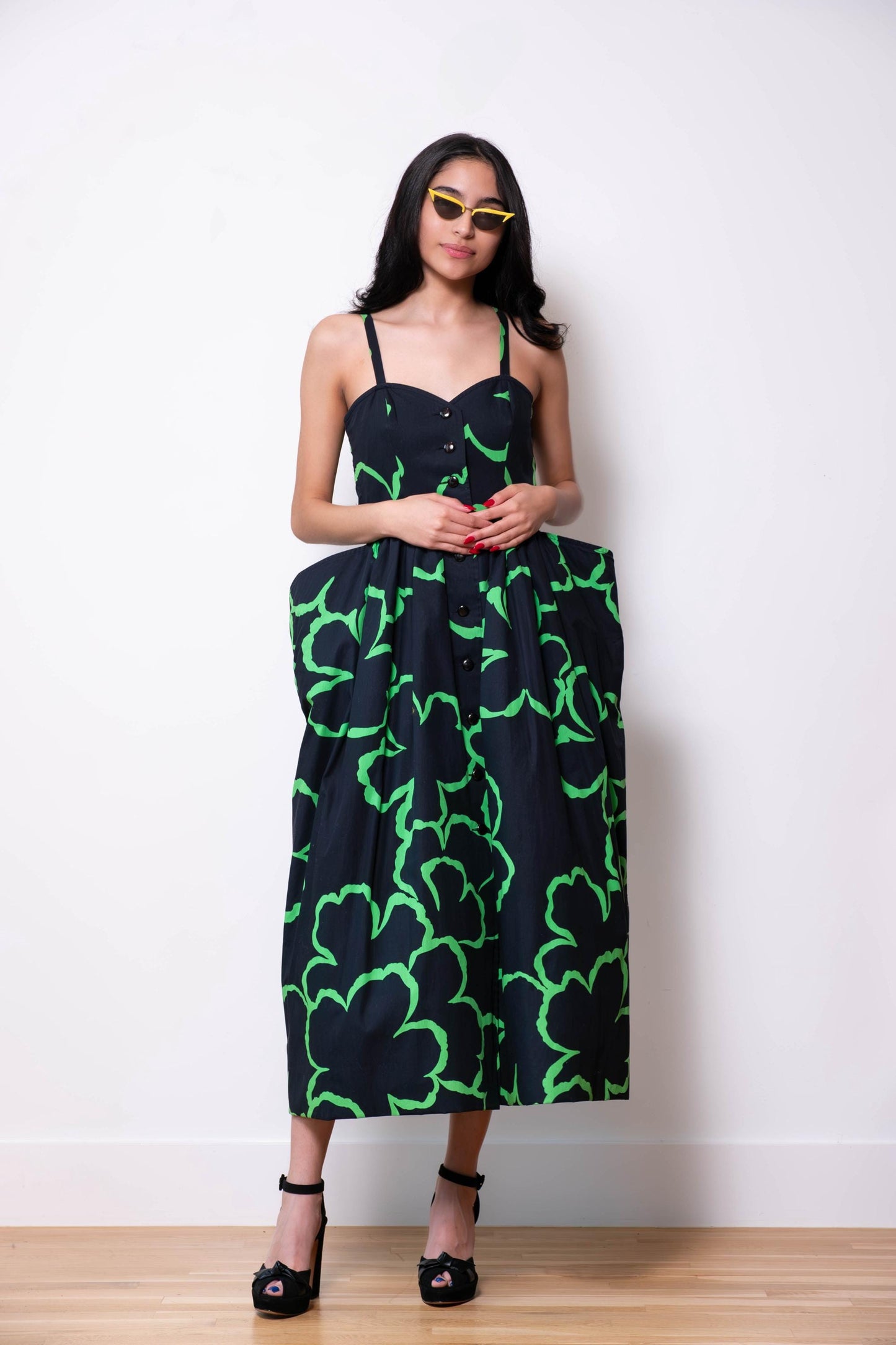 Vintage Guy LAROCHE Novelty Cotton Sculptural Boned Dress