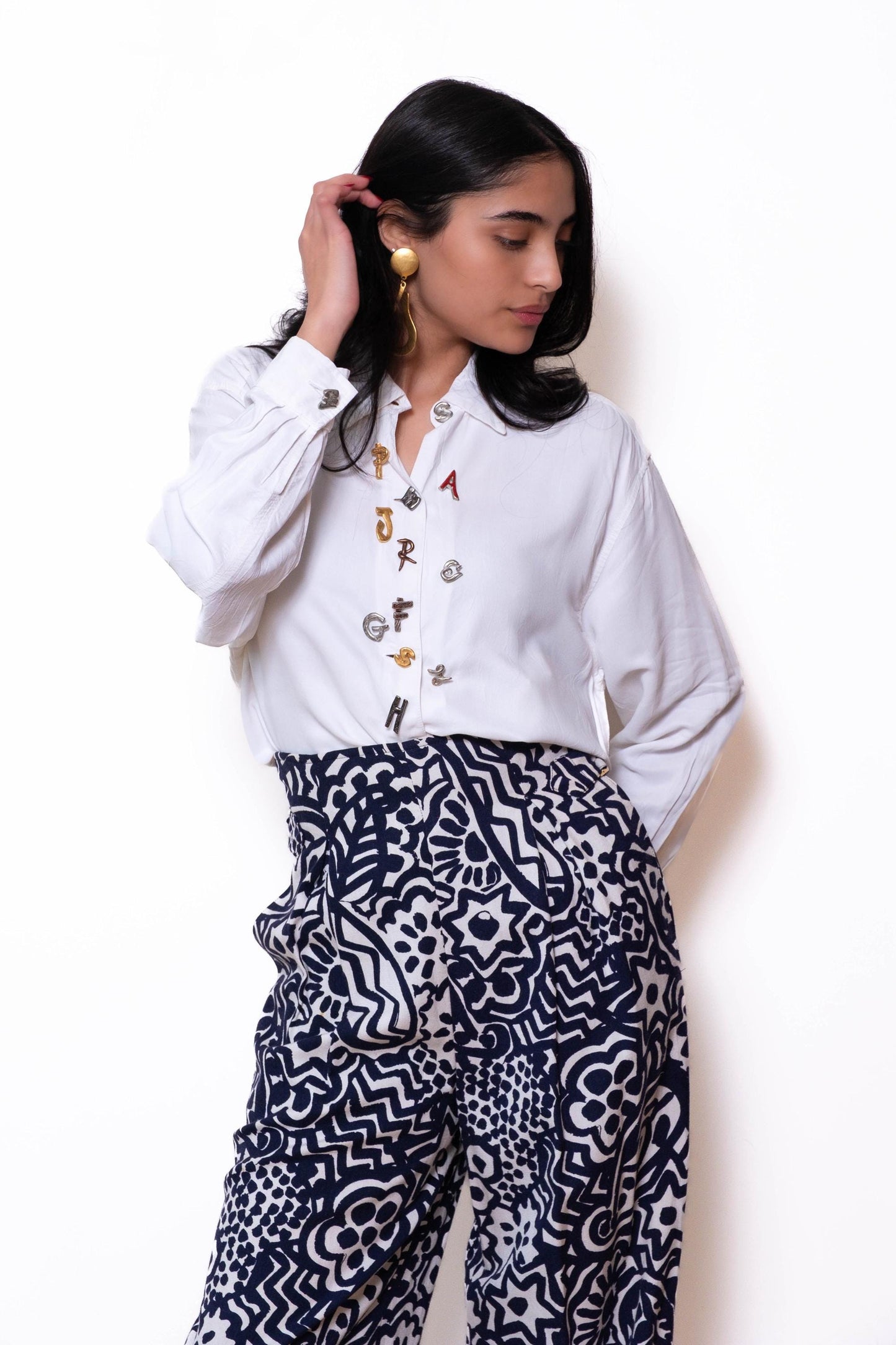 90s Christian Lacroix Printed High Rise Wide Leg Pants