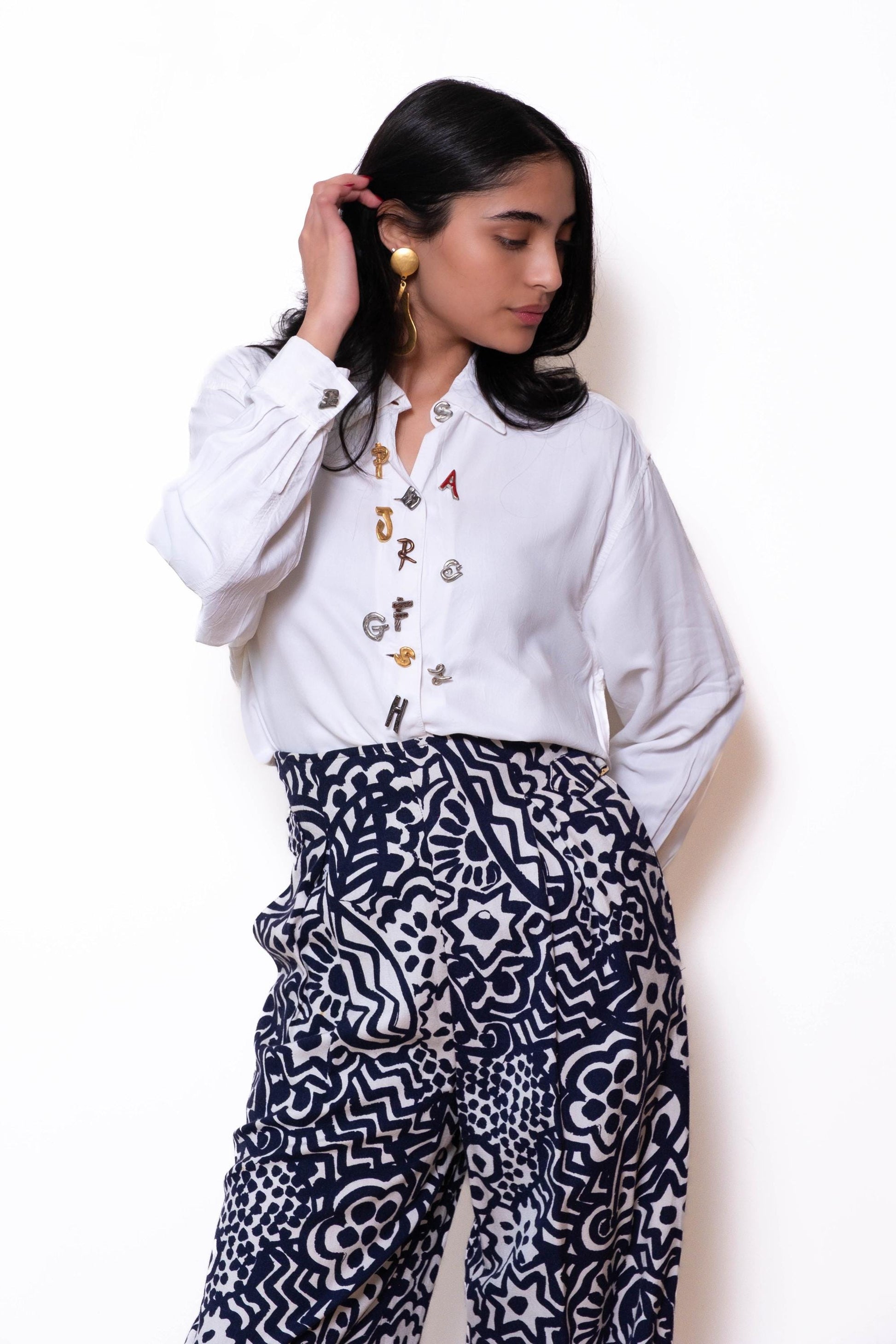 90s Christian Lacroix Printed High Rise Wide Leg Pants