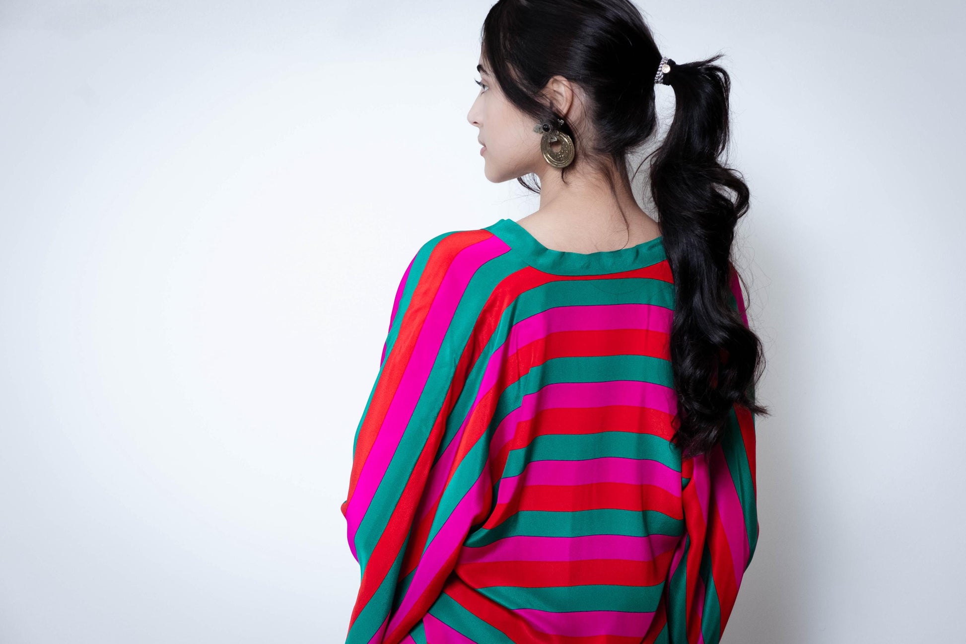 Oscar de LaRenta Silk Multi Color Stripe Wide Leg Pant Set