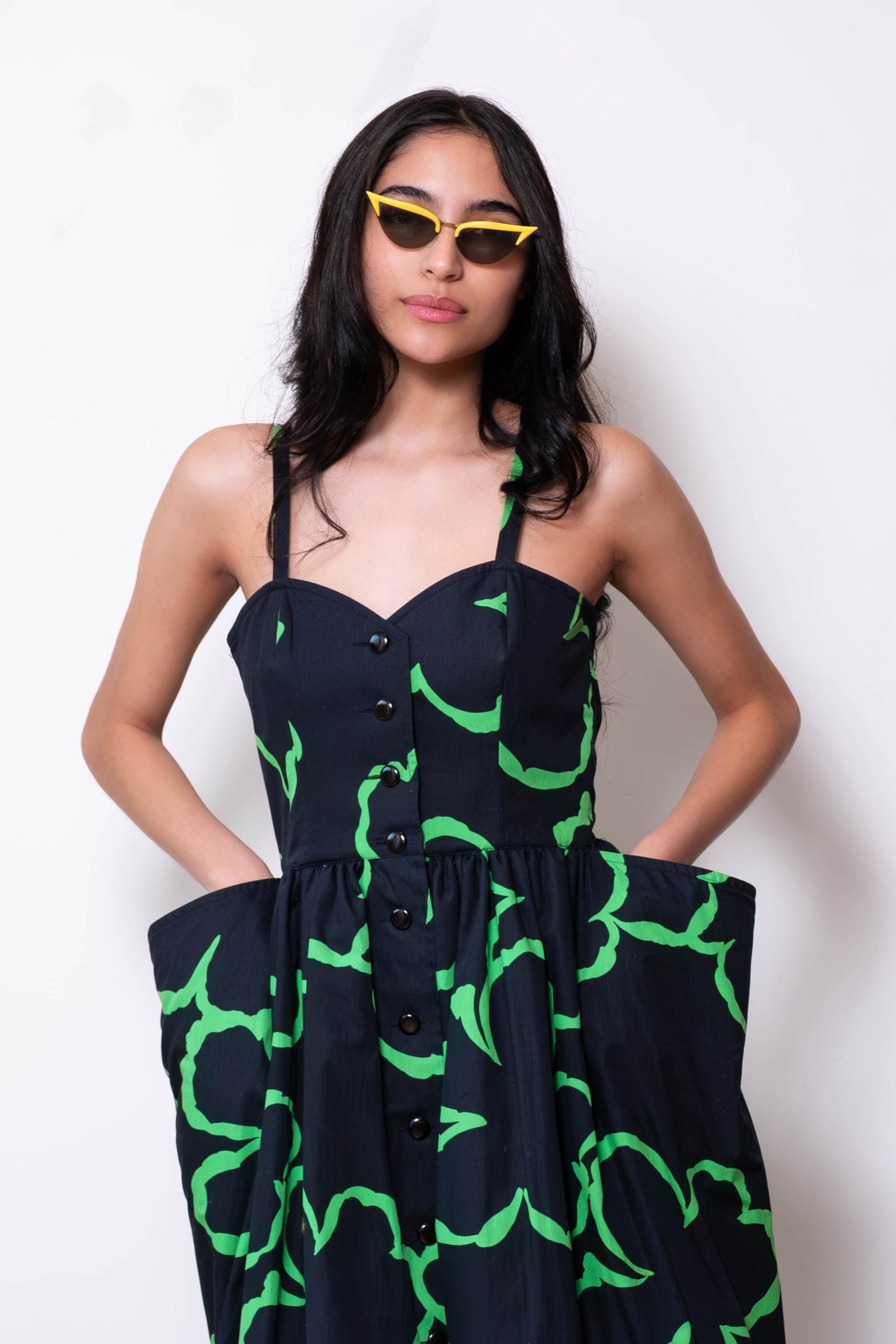 Vintage Guy LAROCHE Novelty Cotton Sculptural Boned Dress