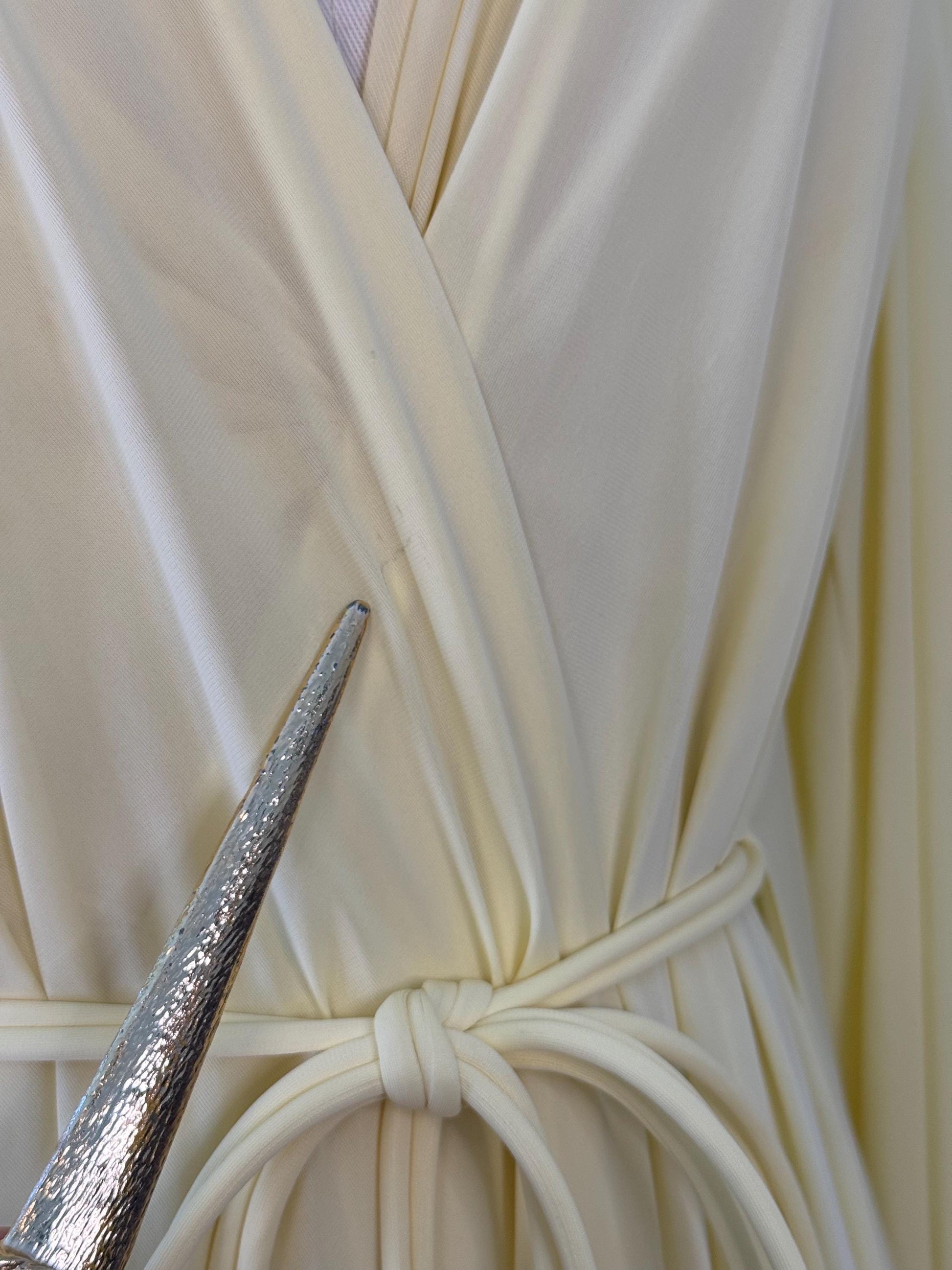 60s Lucie Ann Yellow Sweeping Pom Pom Peignoir Set