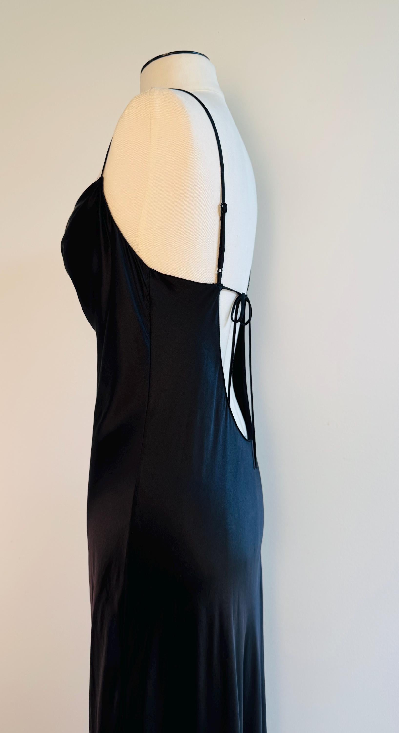 Vintage Black Silk Bias Slip Maxi Dress