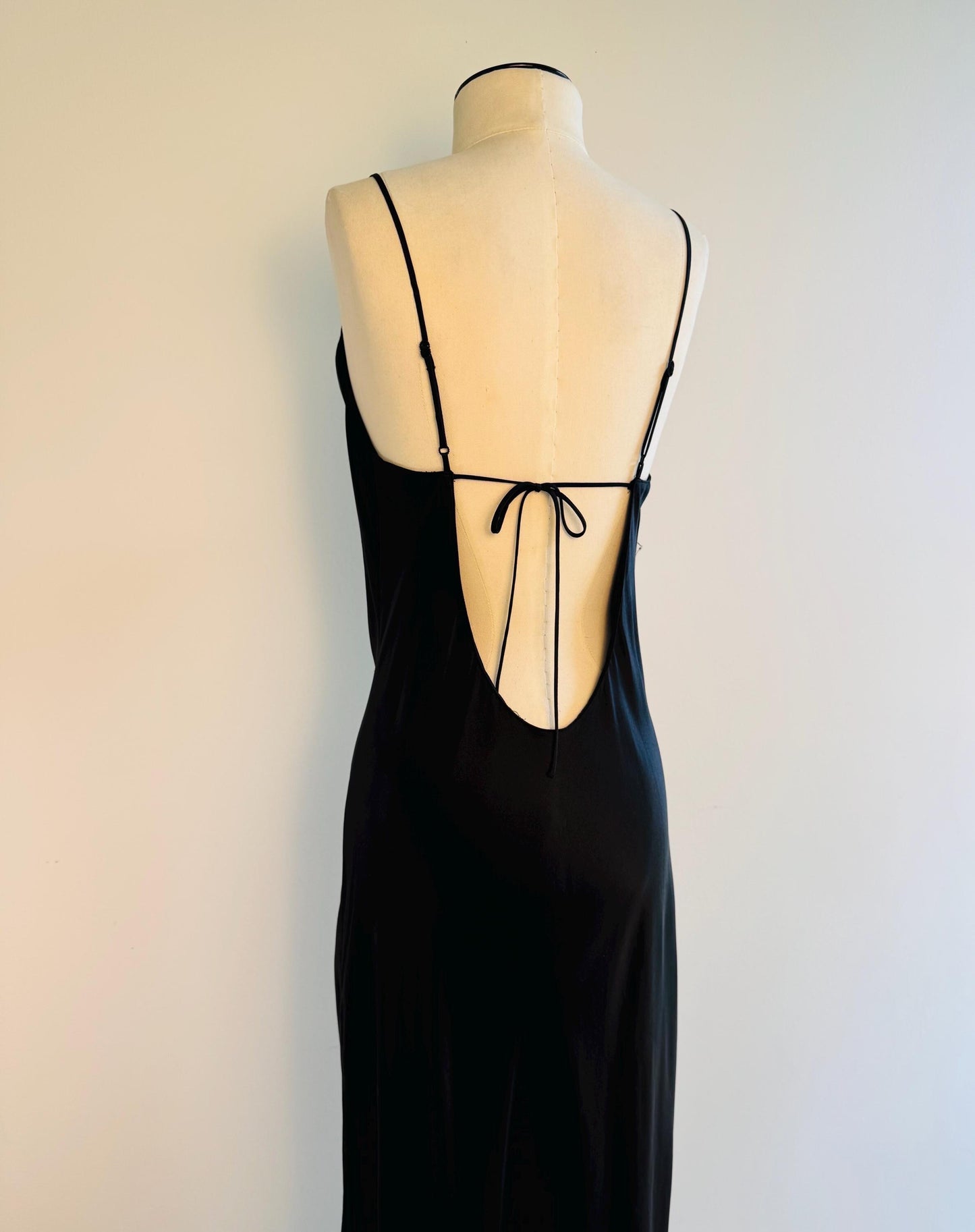 Vintage Black Silk Bias Slip Maxi Dress