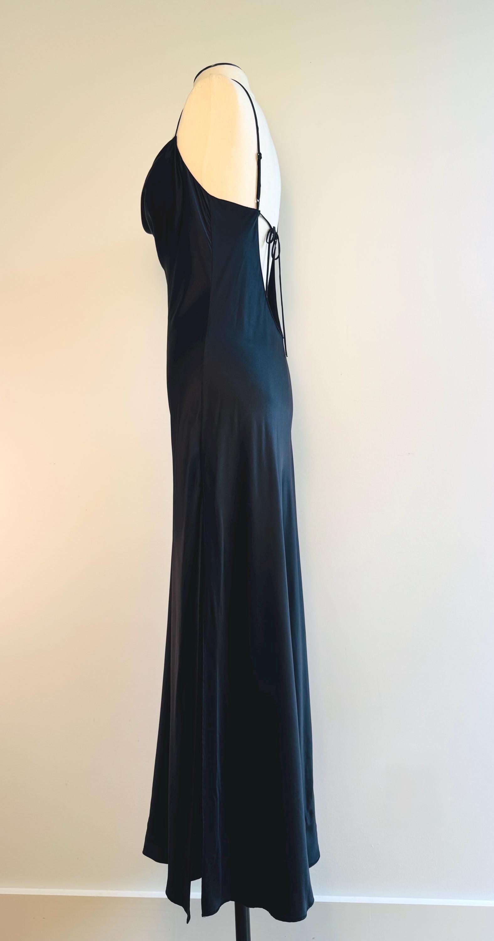 Vintage Black Silk Bias Slip Maxi Dress