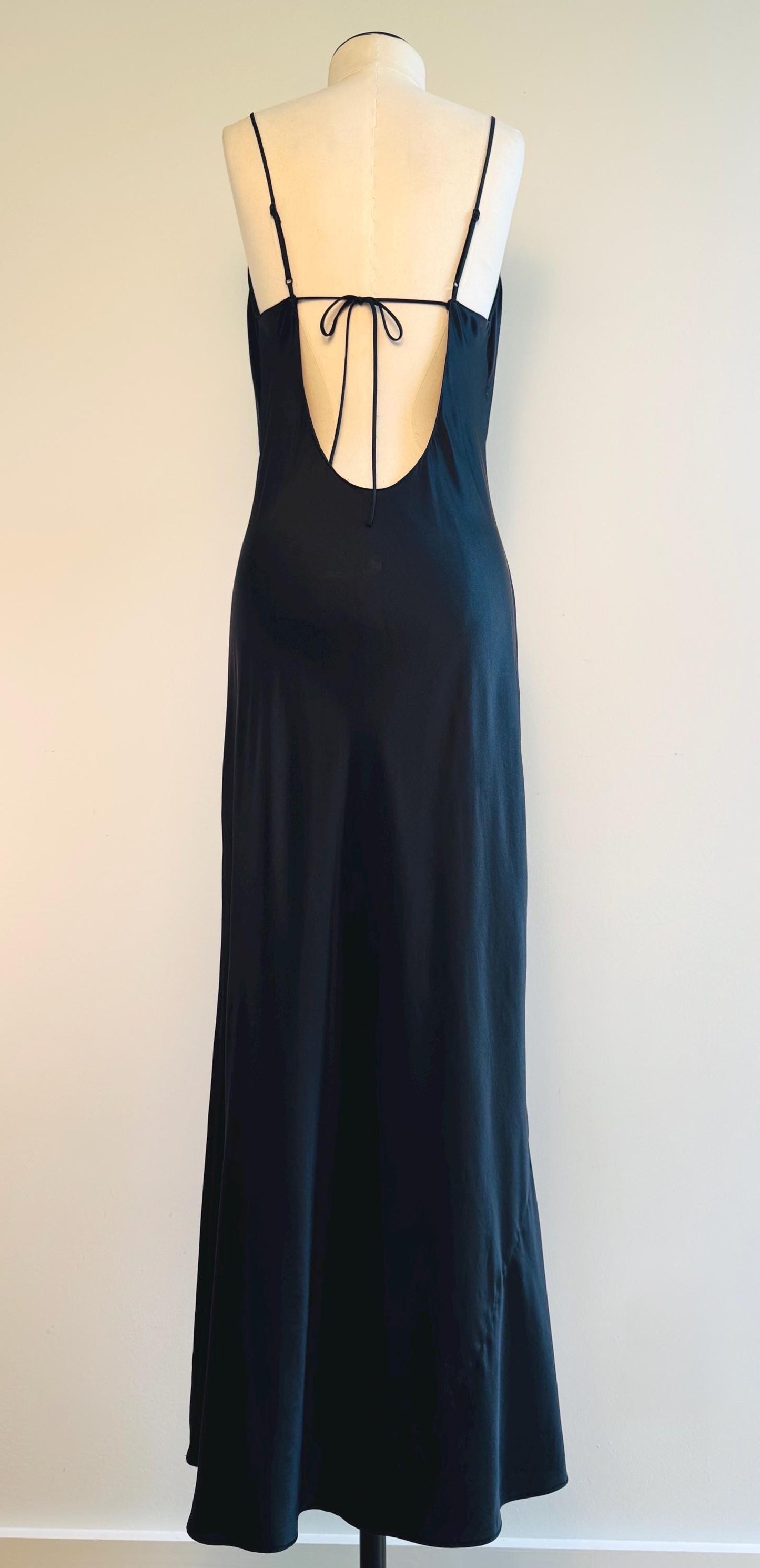 Vintage Black Silk Bias Slip Maxi Dress